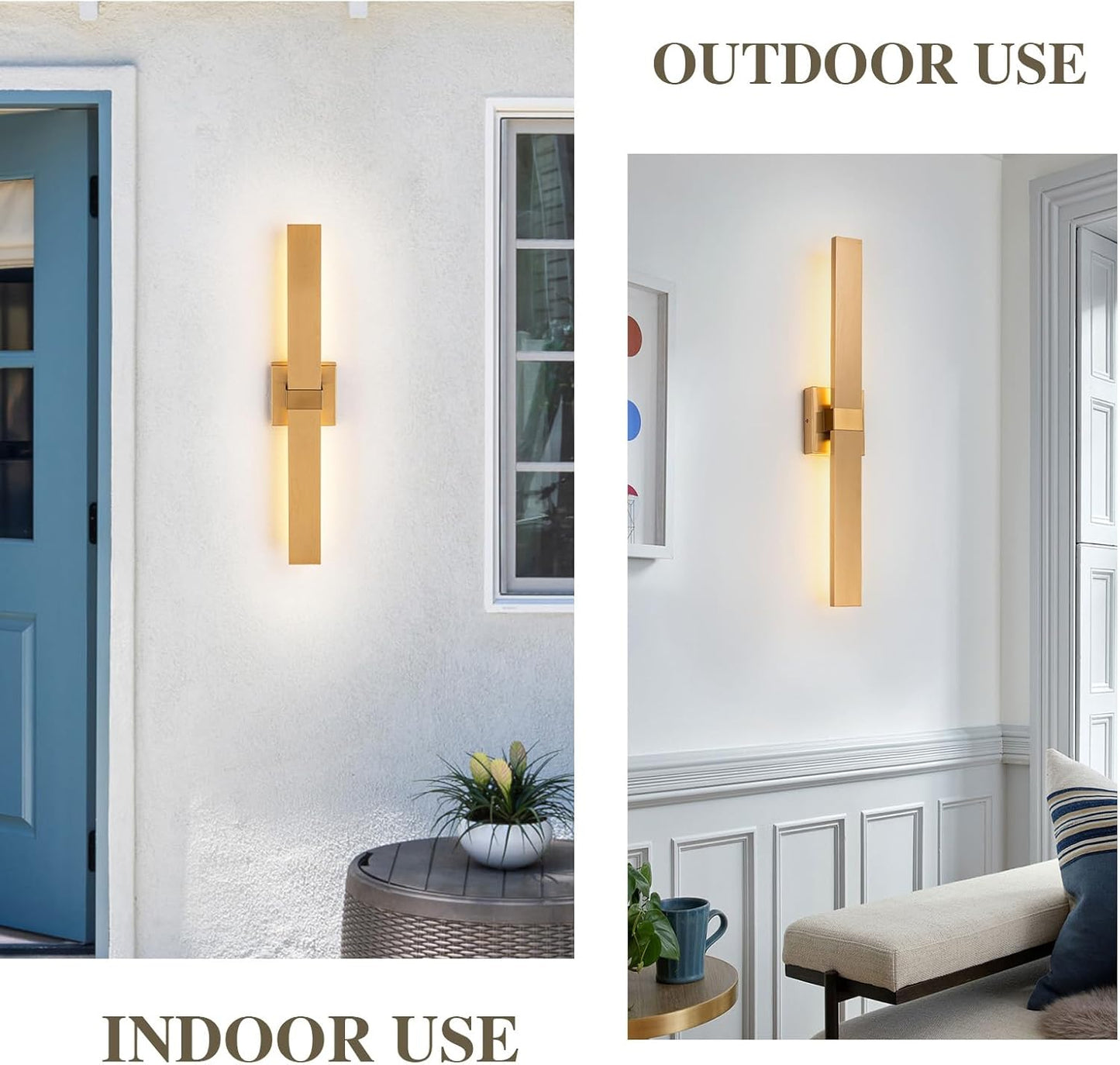 Modern LED Outdoor Wall Sconce 27.2" Gold Outdoor Wall Lights Exterior, Outdoor Light Fixtures Wall Mount on House, Garage, Porch, Patio, Front Door etc