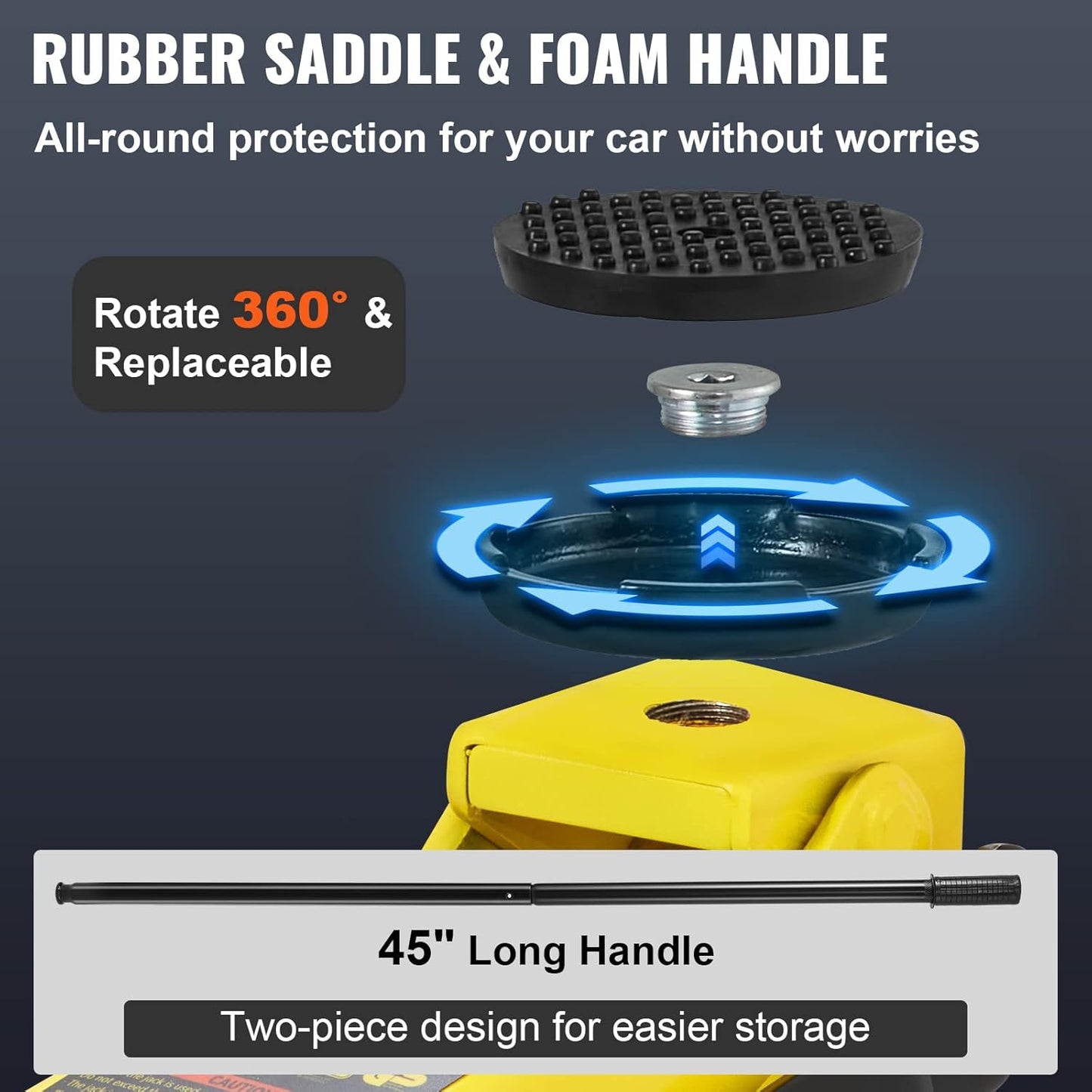 VEVOR 2.5 Ton Low Profile, Heavy-Duty Steel Racing Floor Jack with Dual Pistons Quick Lift Pump, Lifting Range 3.64"-19.49"