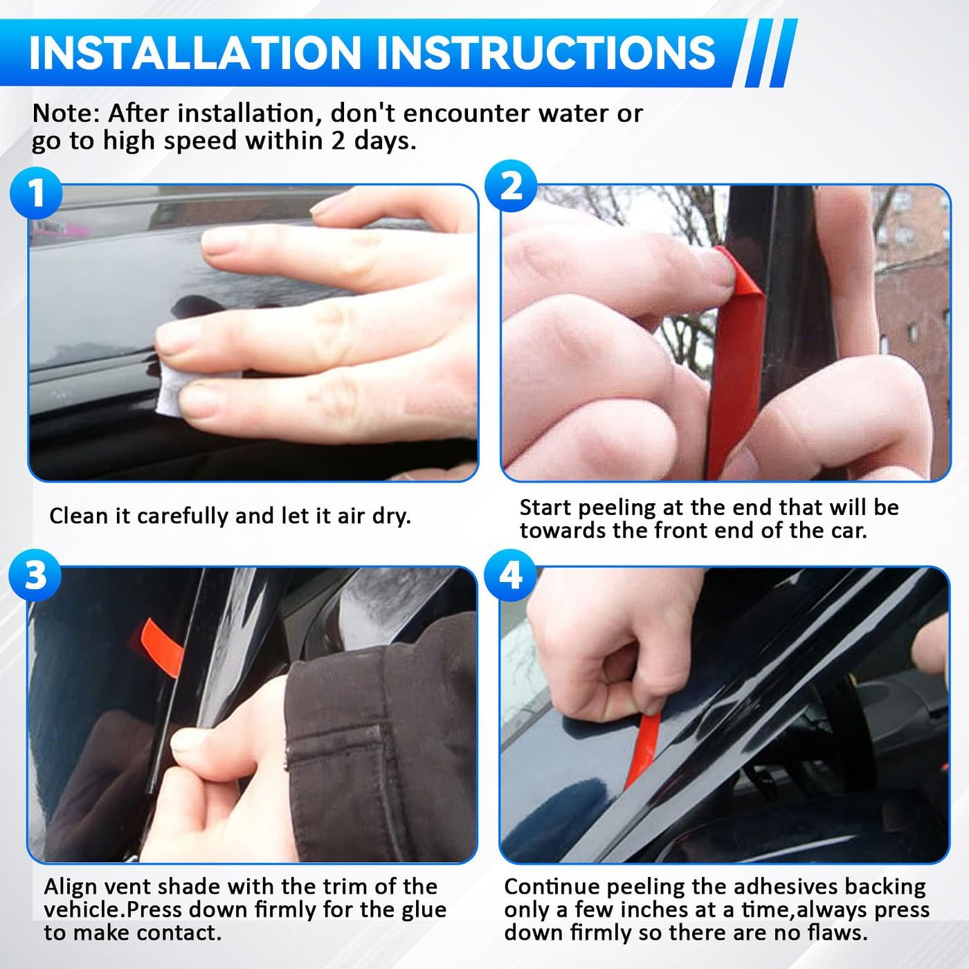 4pcs Window Visors Compatible with 2019-2025 Toyota RAV4 RAV-4 PrimeFront+Rear Smoke Tint Sun/Rain Guard Outside Mount Tape-On Vent 2020 2021 2022 2023 2024