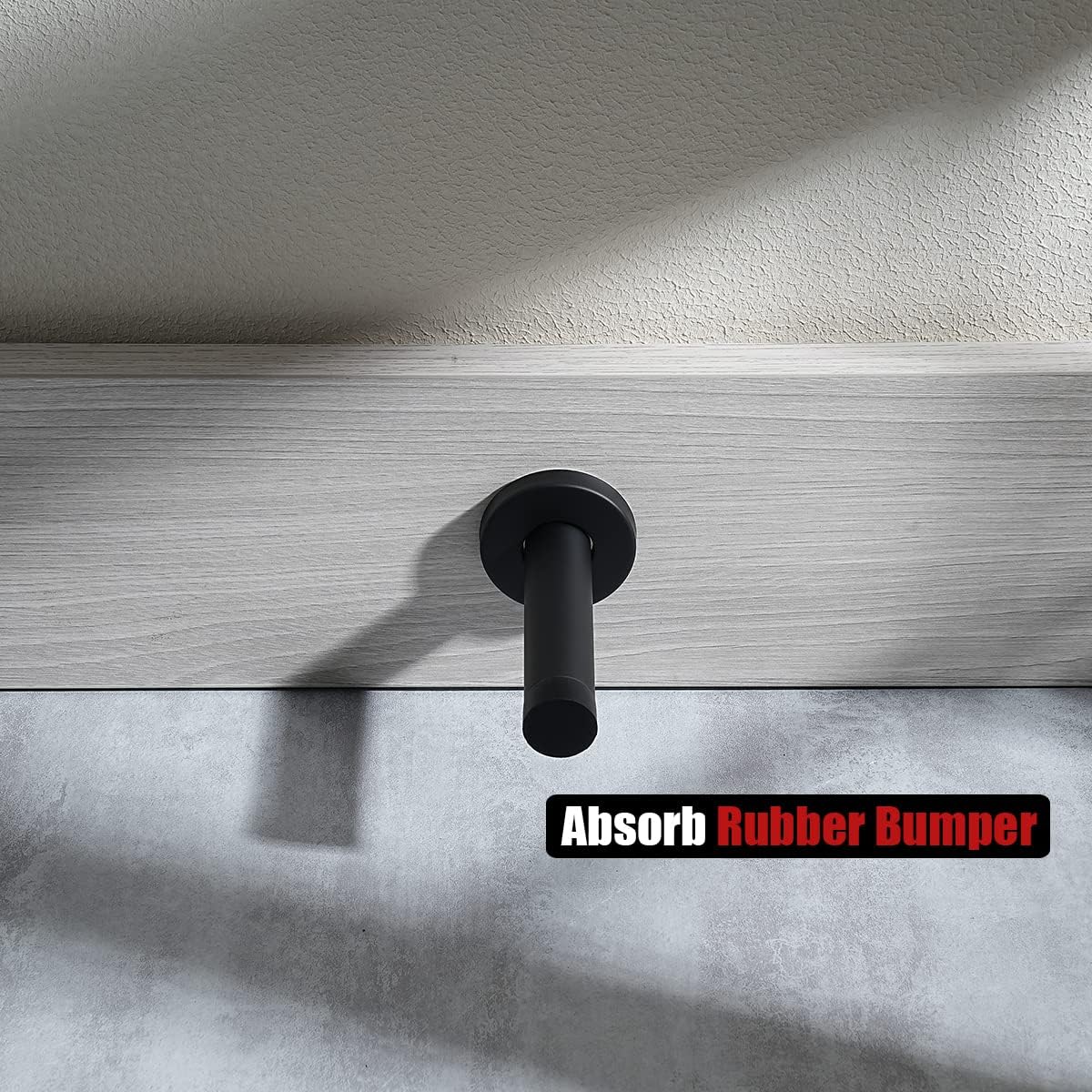 JQK Door Stopper Black, 304 Stainless Steel Thicken 1mm Sound Dampening Door Stop Bumper Wall Protetor 20 Pack, Matte Black, DSB5-PB-P20