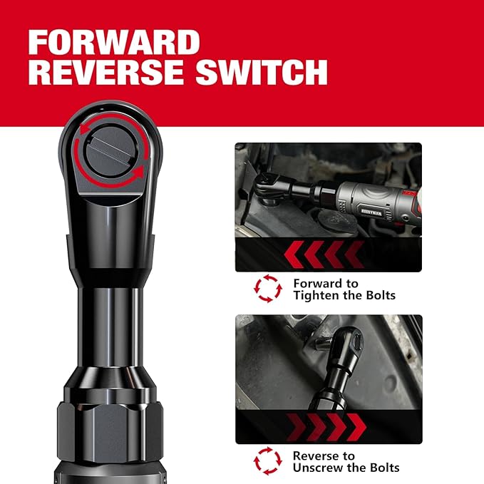 Alloyman 3/8" Cordless Ratchet Wrench Set, 60FT-LBS(80N.m) Electric Ratchet, 12V Extended Power Socket Wrench Set with Variable Speed, 6 Sockets, LED Light, 1/4" Adapter,1/2" Adapter,2 Batteries