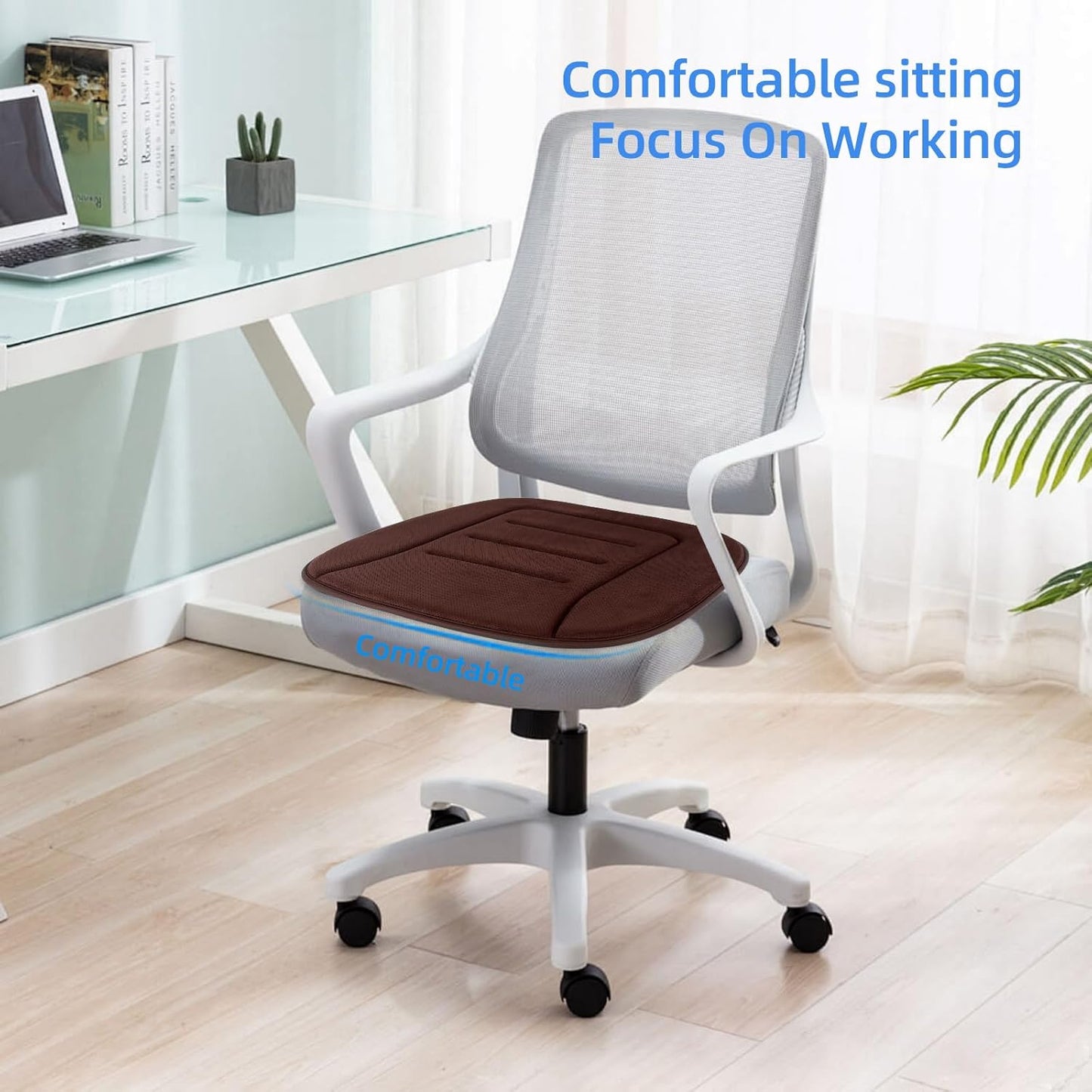 KAYI Car Seat Cushion, Memory Foam Car Seat Cushion, Anti Slip Rubber Bottom Car Seat Cushions for Driving, Suitable for Car and Office Chairs (Brown)