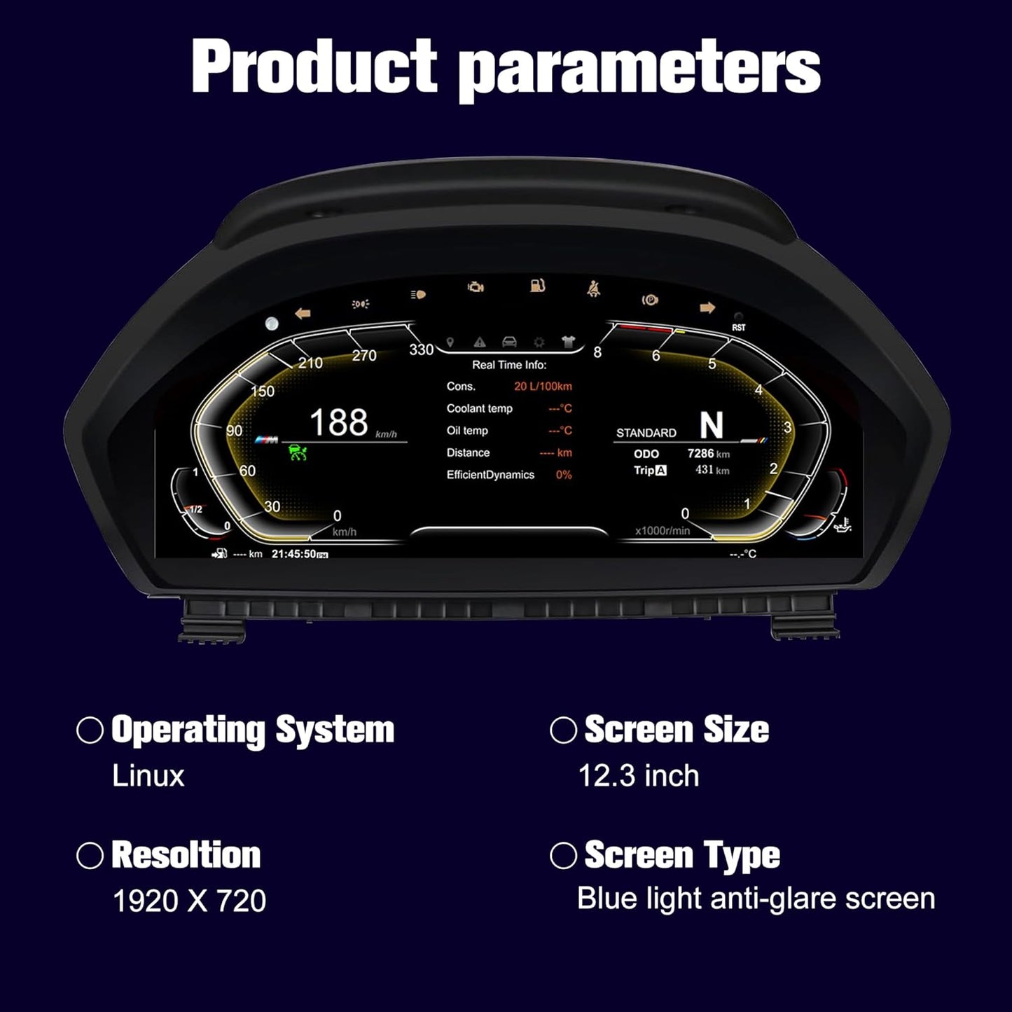 Speedometer Instrument for BMW F30 F36 2013-2020ļ¼12.3 inch Linux System Original Modern Car Odometer Information Head up Display Digital Cluster Electronic Gauge Dashboard Screen
