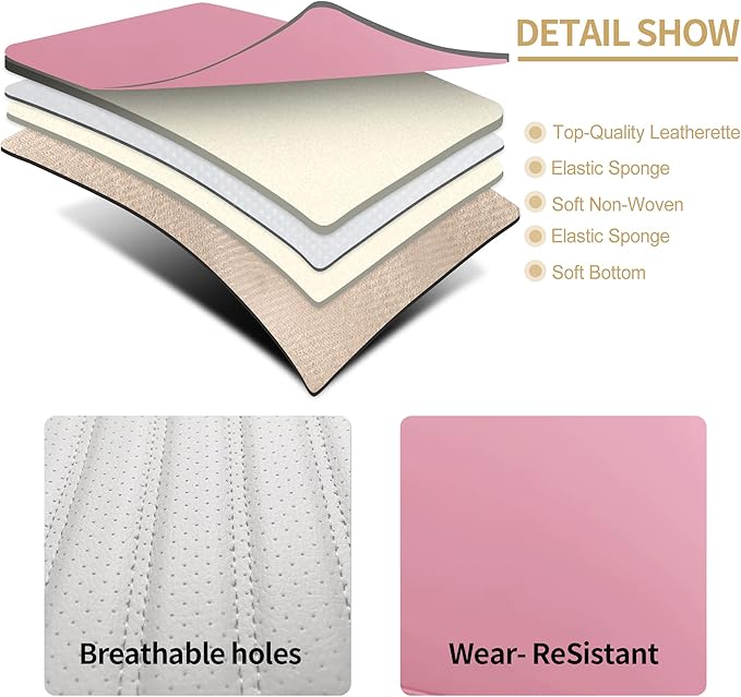 AOOG Pink Leather Car Seat Covers, Leatherette Automotive Seat Cover for Cars SUV Pick-up Truck, Universal Non-Slip Car Seat Cover Waterproof Protectors Interior Accessories, Full Set Pink