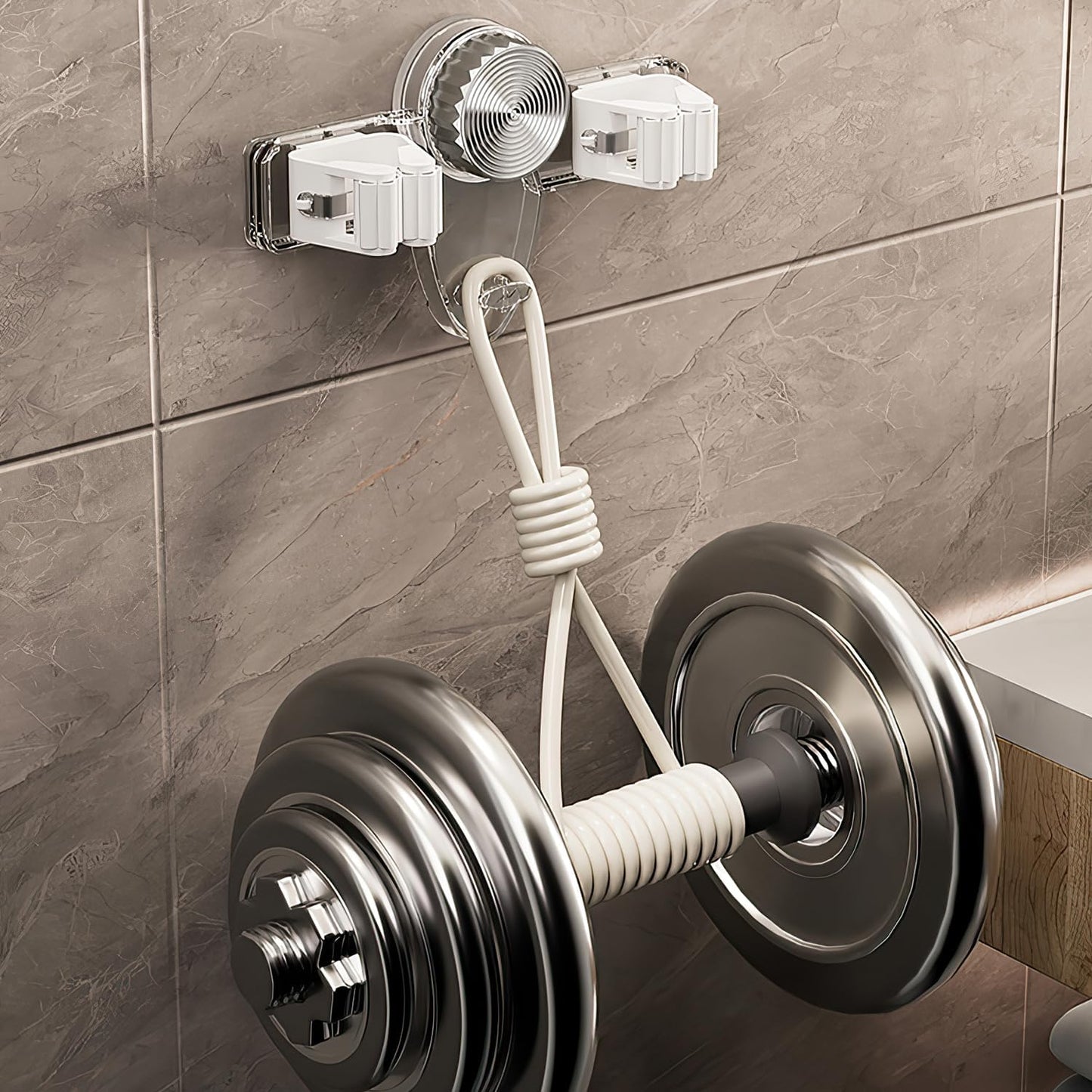 2PCS Broom Holder Mop Hanger,No punching required Broom Hanger Organizer,Broom Holder Wall Mountfor Bathroom, Kitchen, Office,Utility Room,Laundry Room(White+Gray)