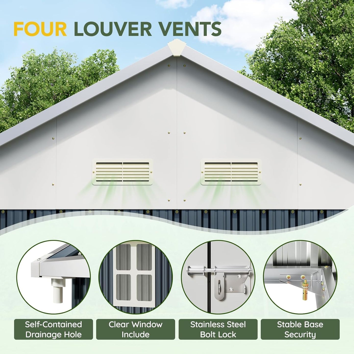 Breezz 8X10FT Outdoor Steel Storage Shed with Clear Window, Lockable Doors, Weather-Resistant Metal Tool Shed for Garden, Backyard, Patio, and Utility Storage.Nightblue