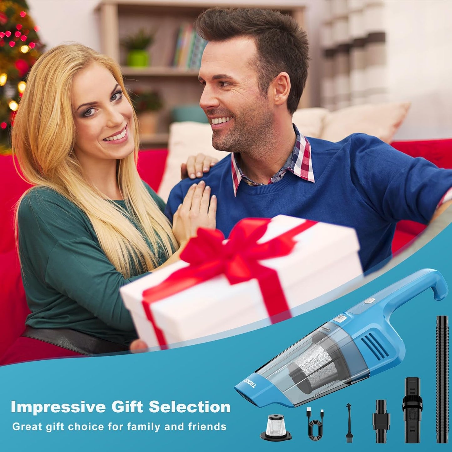 Handheld Vacuum Cordless, 14500PA Powerful Suction Hand Held Vacuum Cleaner with Brushless Motor, Rechargeable and Portable Car Vacuum Cleaner with Multi Accessories for Home Office Car Pet