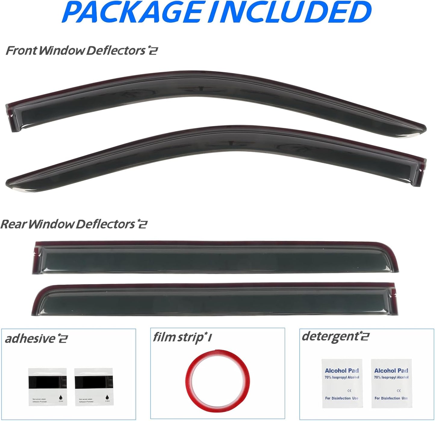 4 PCS Window Visors Deflectors Fit for 2019-2025 Chevrolet Silverado/GMC Sierra 1500 Crew Cab, Rain Guards for 2020-2025 Silverado/Sierra 2500 HD & 3500 HD, 2022 Limited Model, Outside Mount