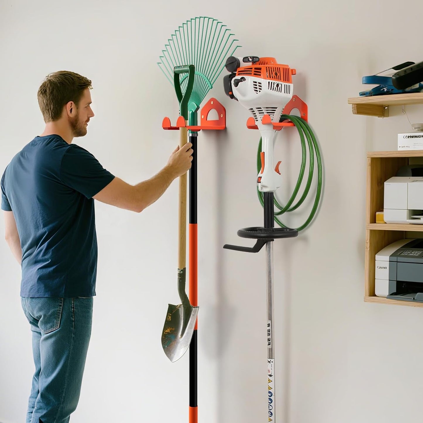 Weed Eater Hanger, Heavy Duty Weedeater Rack Wall Mount, Garage Organization Trimmer Rack for Hedge Trimmer, Garden Tools, Garage, 2 Pack