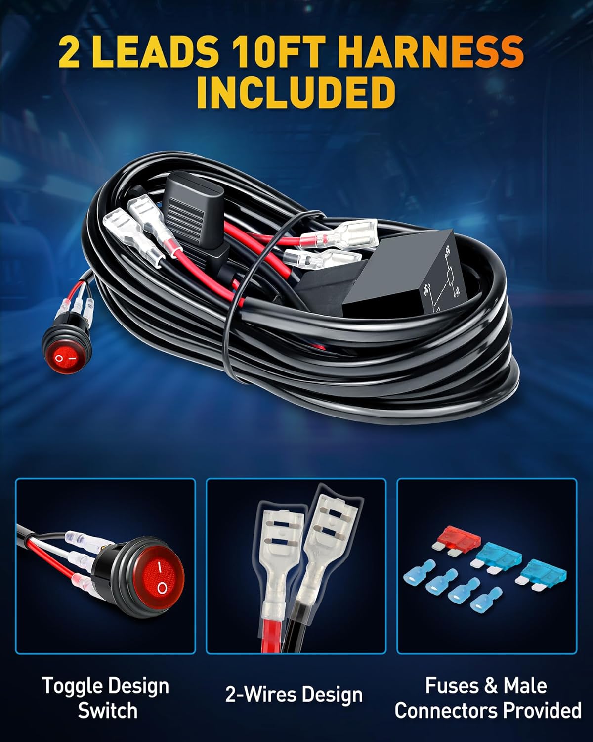 NAOEVO 4 Inch LED Pod Lights, Spot Flood LED Fog/Driving/Off Road Lights with 2 Leads Wiring Harness, Cube Pods for Truck Boat ATV UTV, 2 Pcs (White)