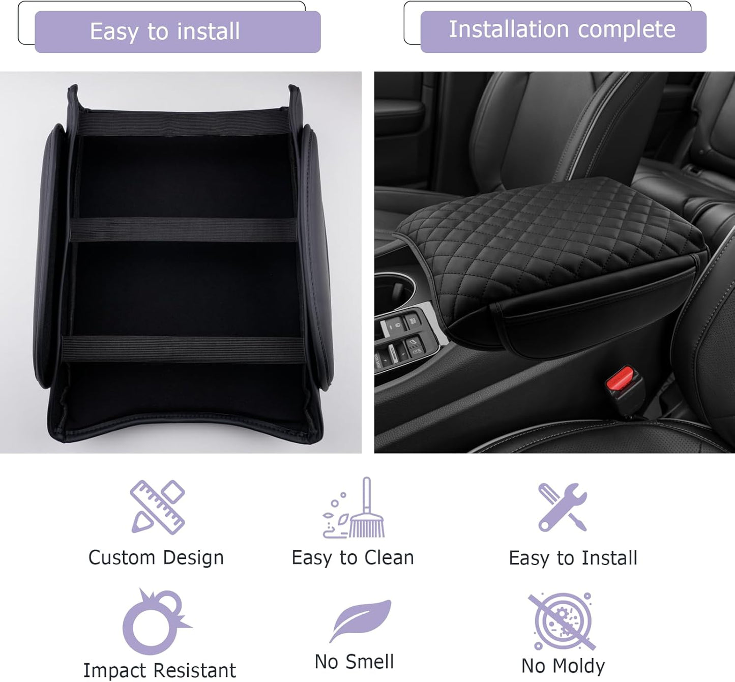 LUWU 2026 Passport Center Console Cover Compatible with 2026 Honda Passport RTL/TrailSport Accessories 2026 Passport Armrest Cover Armrest Console Cover (Thick Black)