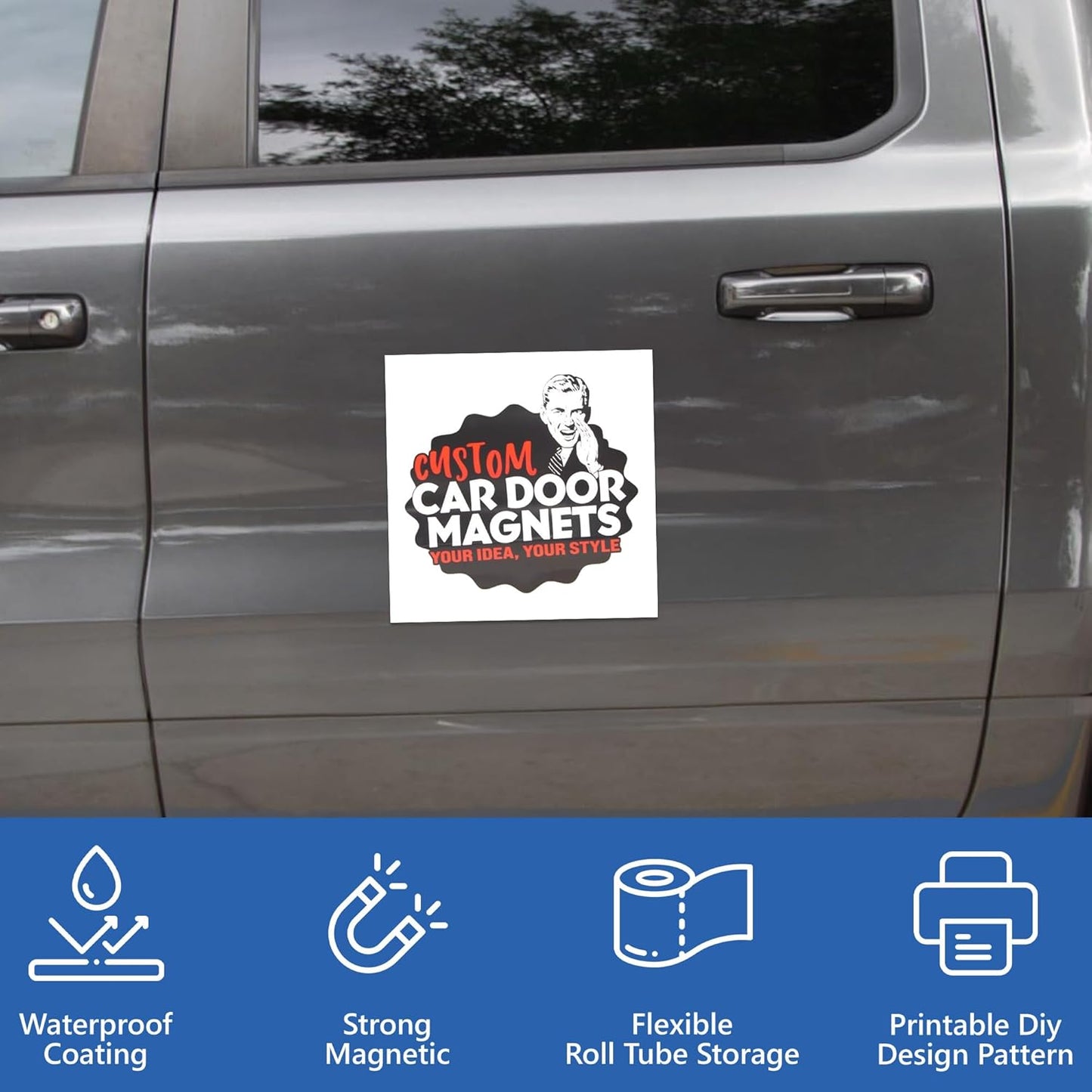 Custom Car Magnet Signs for Businesses (12" Square) 2 pk - Personalized Car Magnets for Advertising and Vehicle Promotion - Advertising Magnets for Cars Door - Professionally Printed