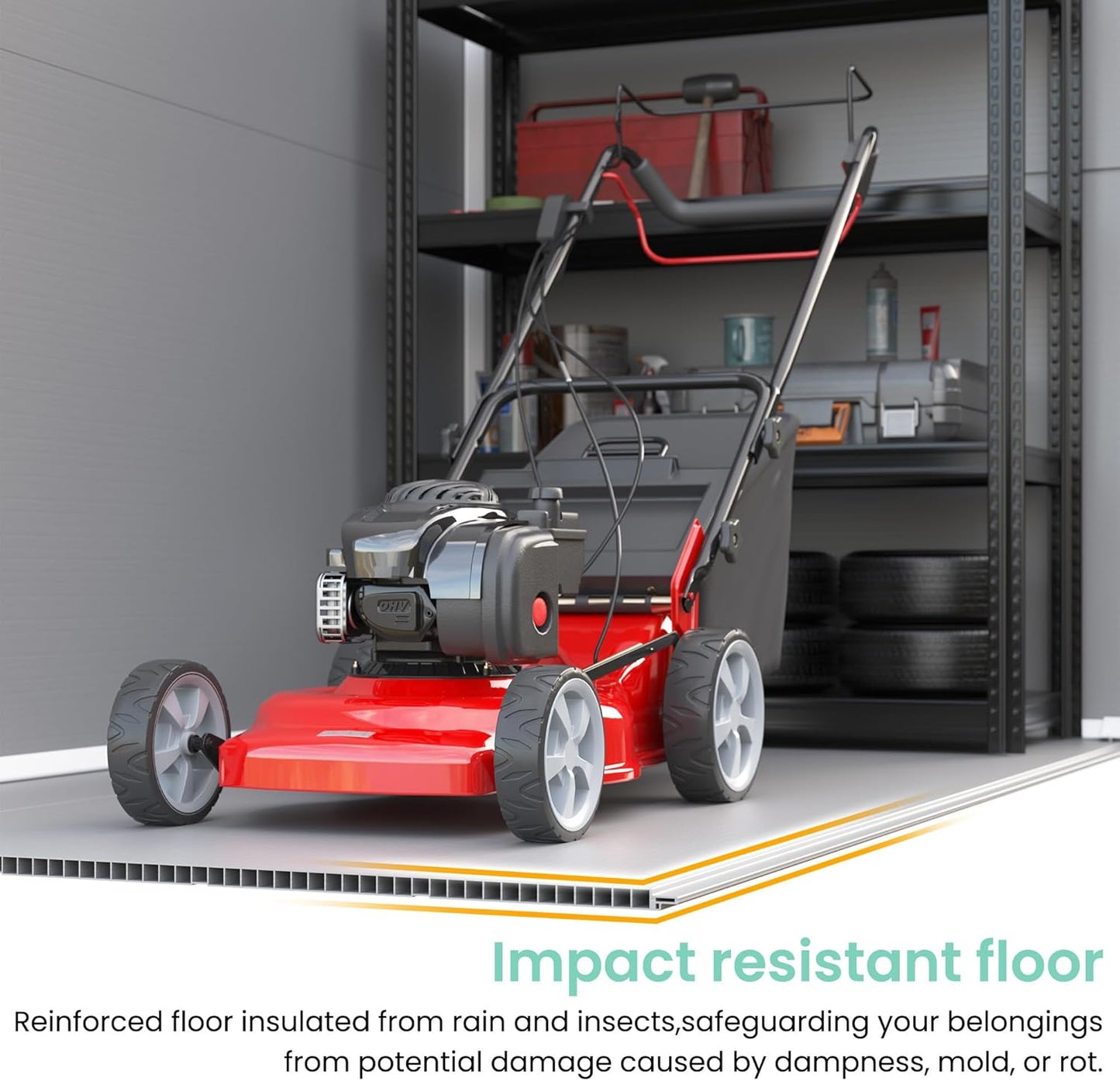 UDPATIO Outdoor Storage Shed 5x3 FT, Plastic Garden Shed for Bike, Garbage Can, Tool, Outside Sheds & Outdoor Resin Shed with Lockable Door for Backyard, Patio, Lawn, Grey & White