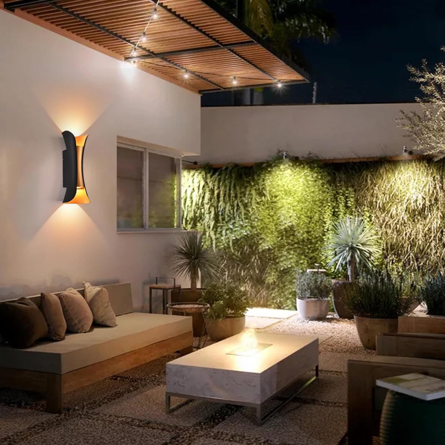 Modern 30W LED Outdoor Wall Lights Up Down Wall Sconce, Black Gold Aluminum Exterior Lighting, IP65 Waterproof Outdoor Light Fixture for Porch, Patio, Garage, Entryway