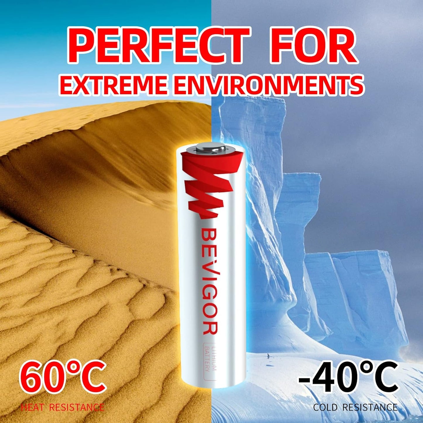 BEVIGOR Lithium Batteries AA Size, AA Battery 4 Pack, 3000mAh Double A Batteries, 1.5V Double A Battery, Longer Lasting Lithium Iron Batteries for Flashlight, Toys, Remote Control【Non-Rechargeable】