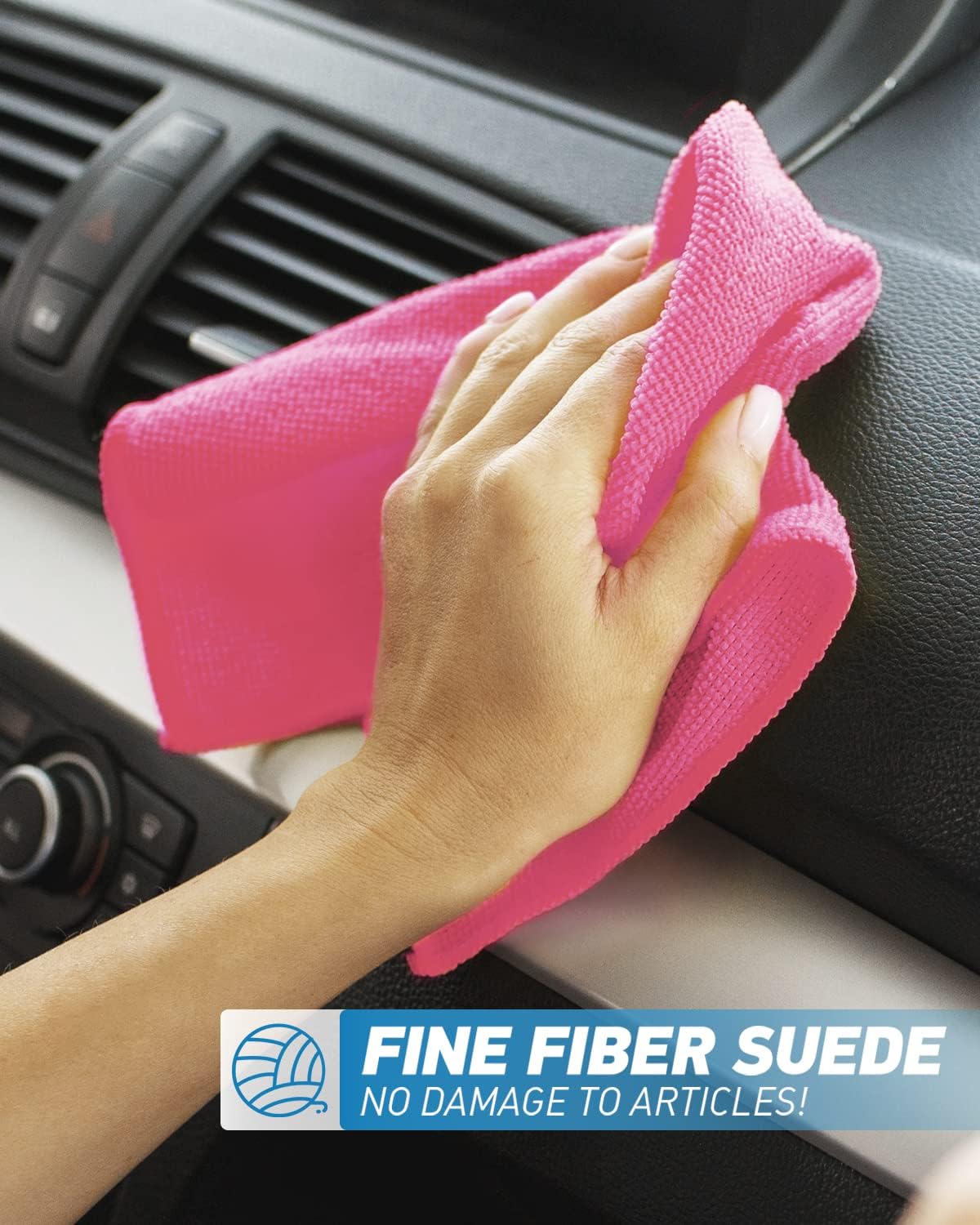 Microfiber Cleaning Cloth-50Pcs (13x13 inch) Ultra Soft Highly Absorbent Rags, Reusable and Lint Free Cleaning Towels for Housekeeping-Machine Wash (HotPink)