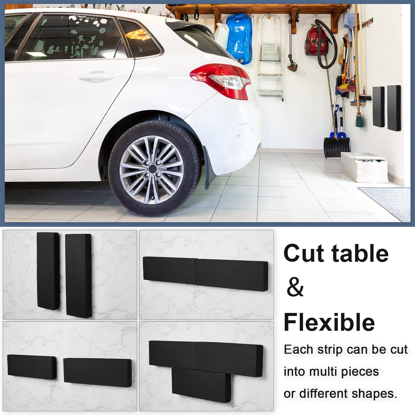 Newwiee 8 Pack Garage Wall Protector, Garage Bumpers for Parking Car Anti Collision Wall Guard Self Adhesive EVA Foam Pole Padding for Warehouse Parking, 11.81 x 3.94 x 1.18 Inch