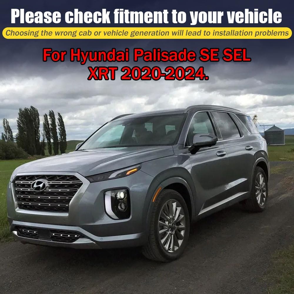 Rain Guards for Hyundai Palisade SE SEL XRT 2020-2024, Tape-on Side Window Deflectors for Hyundai Palisade, Window Visors for Hyundai Cars,for Hyundai Car Accessories 4 Rain Guards & 2 Car Coasters