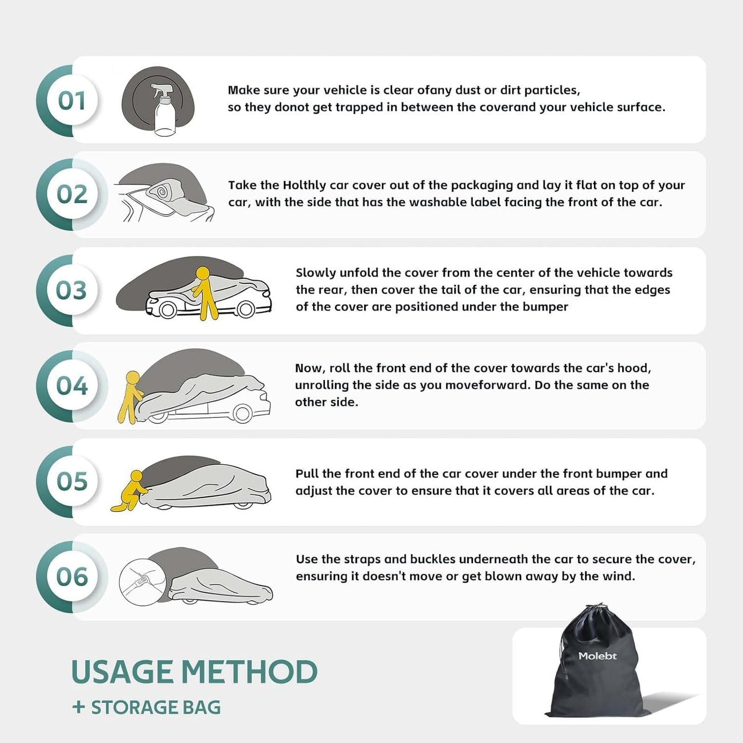 Coupe Car Cover Custom Fit for Mercedes C Class C220 C250 C300(2007-2025), Waterproof All Weather for Automobiles, Outdoor Full Cover with Windproof Clip Straps.