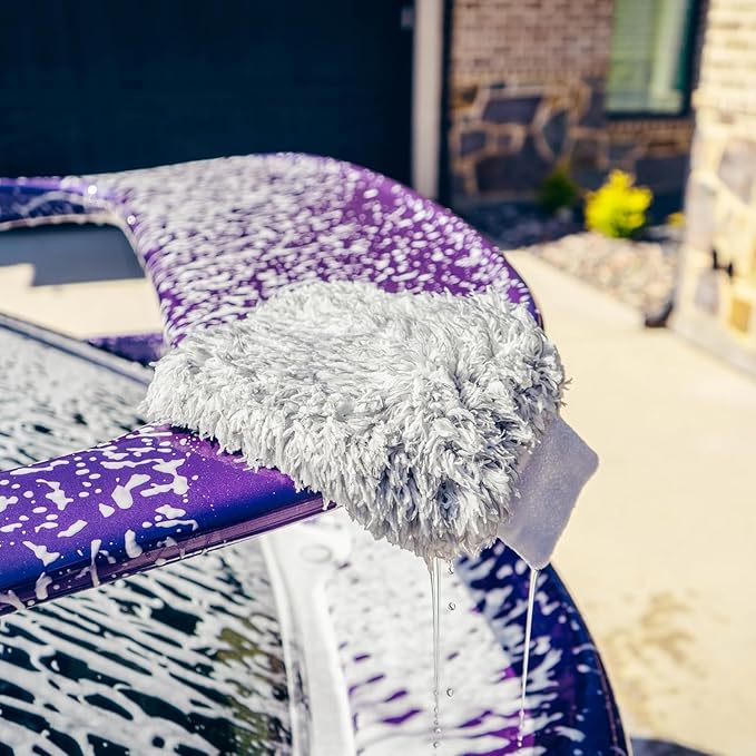 Blackline Microfiber Automotive Wash Mitt -Premium Scratch Free Wash Mitt for Car Cleaning|Car Detailing Accessory Works with Bucket, Car Shampoo, or Foam Cannon | 70%/30% Microfiber Blend, 9"x11"