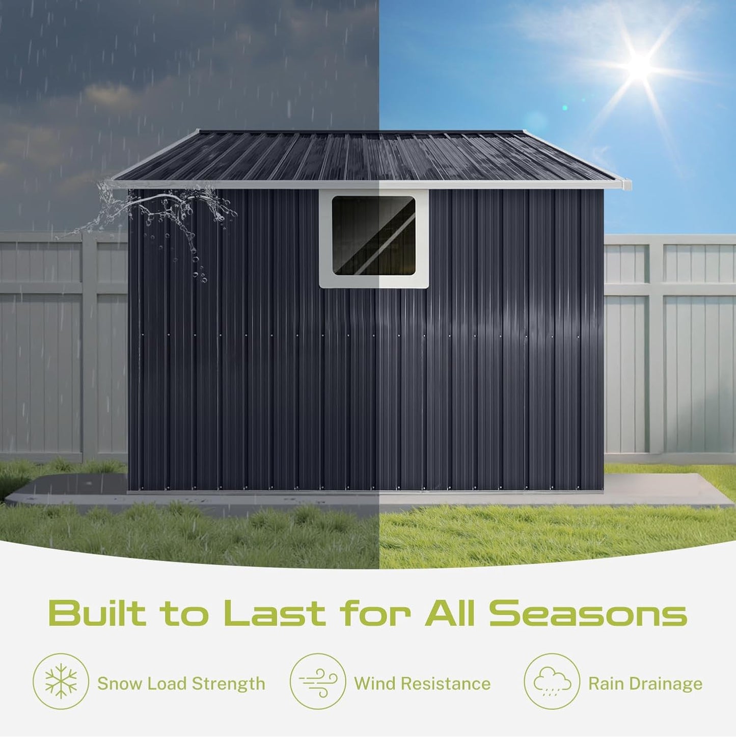 9 x 8.5 Ft Outdoor Storage Shed, Heavy-Duty Metal Shed with Windows & Secure Lockable Doors, Ideal Storage Shed for Outdoor, Patio, Garden, and Backyard, Anthracite