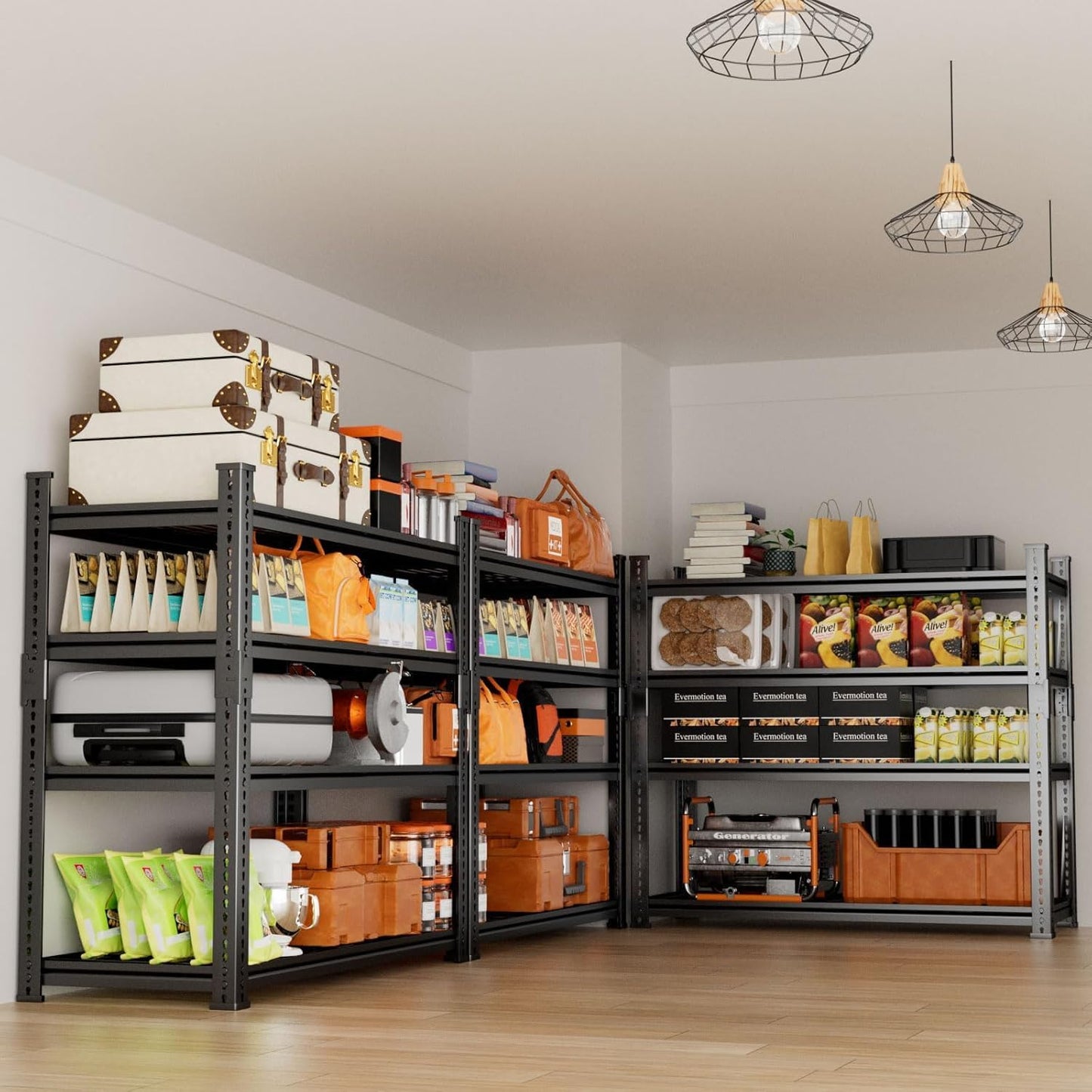 Storage Shelves Heavy Duty, 36" L x 16" W x 60" H Garage Wire Shelving Unit Loads 1920LBS, 4-Tier Adjustable Metal Industrial Utility Shelf Rack for Kitchen, Laundry Room, Pantry, Warehouse, Basement