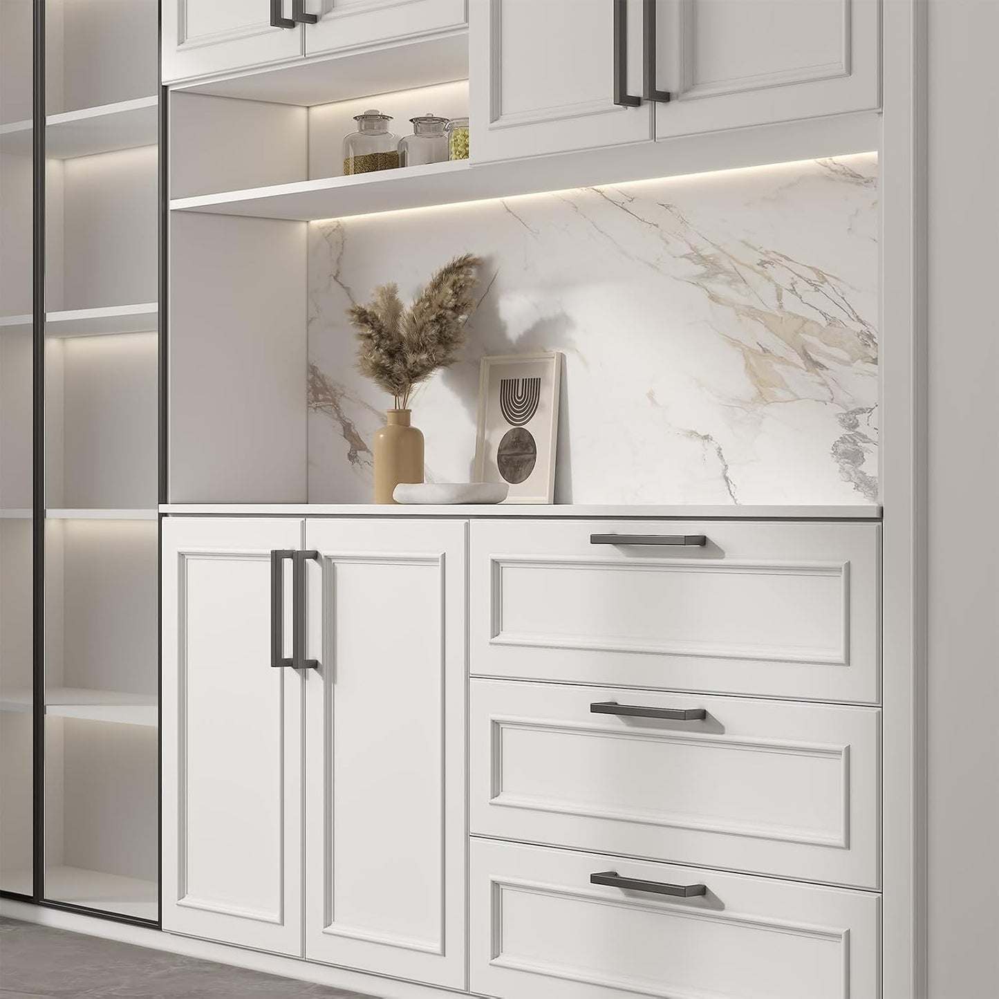 goldenwarm 1Pack 4.5INCH Drawer Pulls Black Modern Cabinet Hardware - LSJ12BK115 Cabinet Handles 4-1/2 inch Hole Centers Bedroom Drawer Pull Kitchen Cabinets T Bar Handle