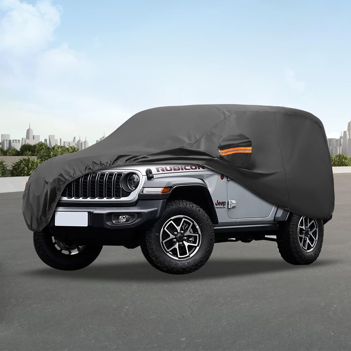 MORNYRAY Compatible with Jeep Wrangler 2 Door, Custom Fit JK JL TJ YJ CJ,Outdoor Waterproof Sun Rain Snow Hail Protection with Driver Door Zipper (Black, Custom Fit Jeep Wrangler 2 Door)