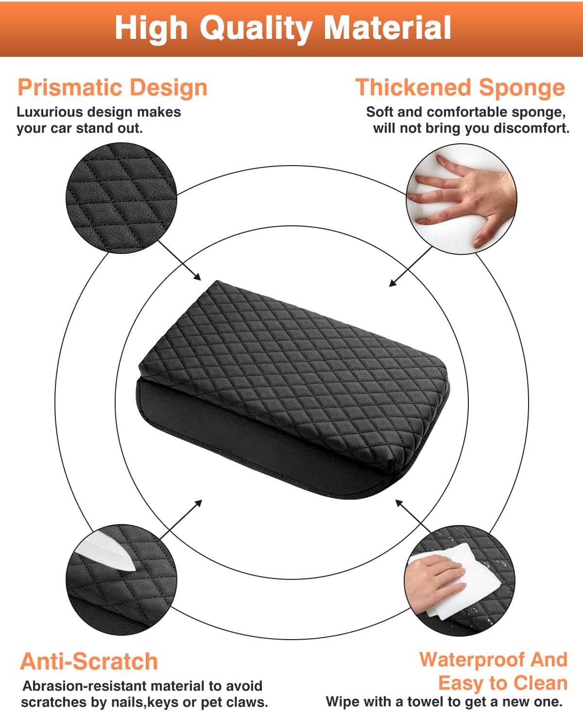 Shademax Center Console Cover for Honda CRV 2026 2025 2024 2023 Accessories CRV Armrest Cover Center Console Cushion Pad Leather Miiddle Console Lid Arm Rest Seat Box Cover Protector Anti-Scratch