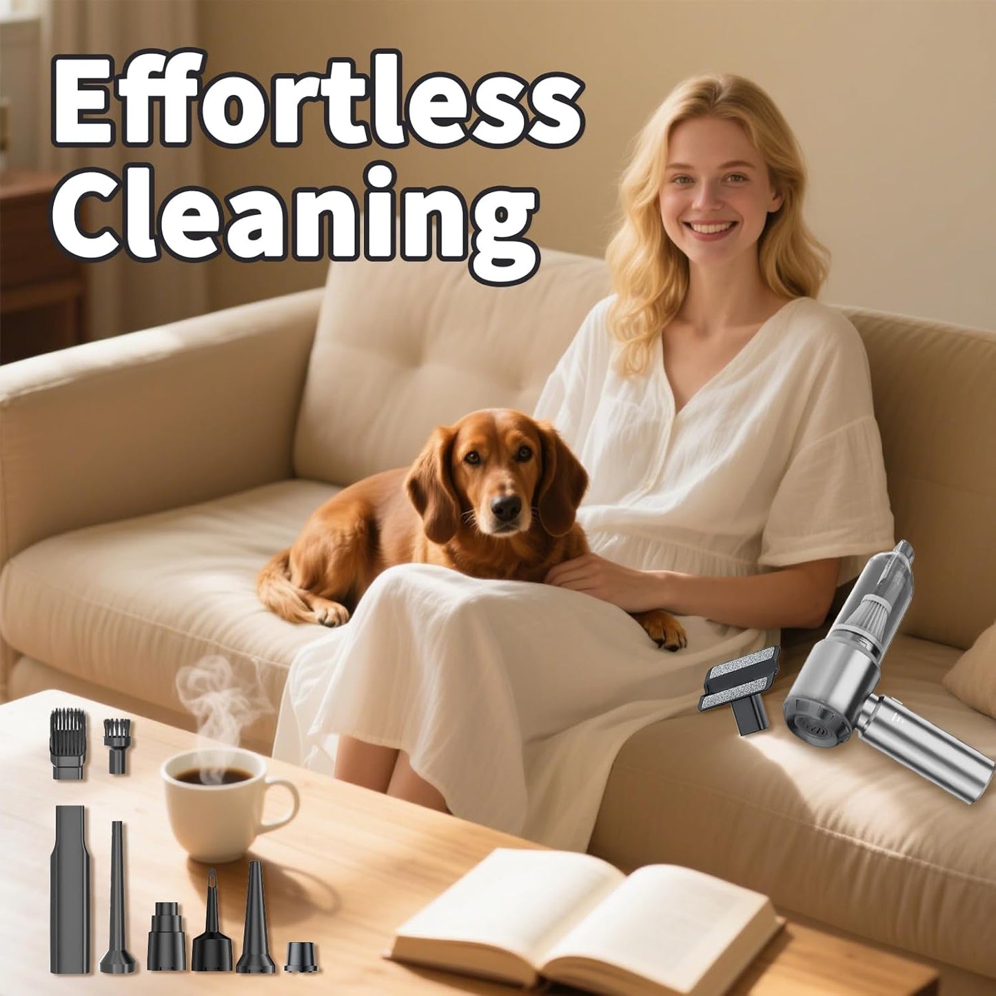 Handheld Car Vacuum Cleaner Cordless,21000Pa High Power Hand Held 3-Speed Adjustment and Multi-Nozzles Cleaner for Car, Home, Office, Pet Hair