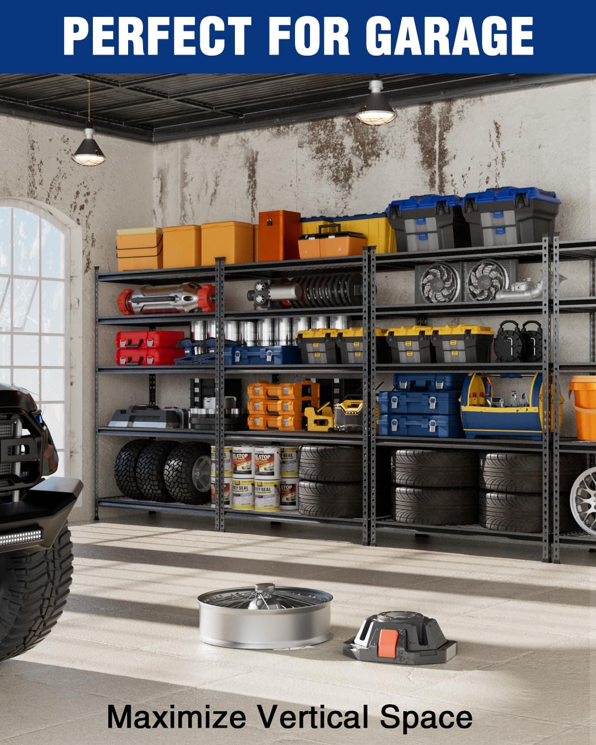 WORKPRO 5-Layer Heavy Duty Metal Storage Rack, 48”W x 24”D x 72”H, Adjustable Shelving Unit with 4000 lbs Total Load Capacity, for Garage, Kitchen, Bathroom, Warehouse