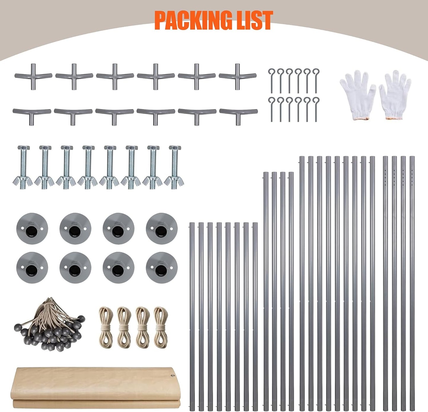 JAMFLY Carport, 10x20 ft Heavy Duty Carport with Roll-up Windows, Portable Garage with Removable Sidewalls & Doors, Car Canopy with Sandbags and All-Season Tarp for Car Boat Truck Motorcycle, Khaki