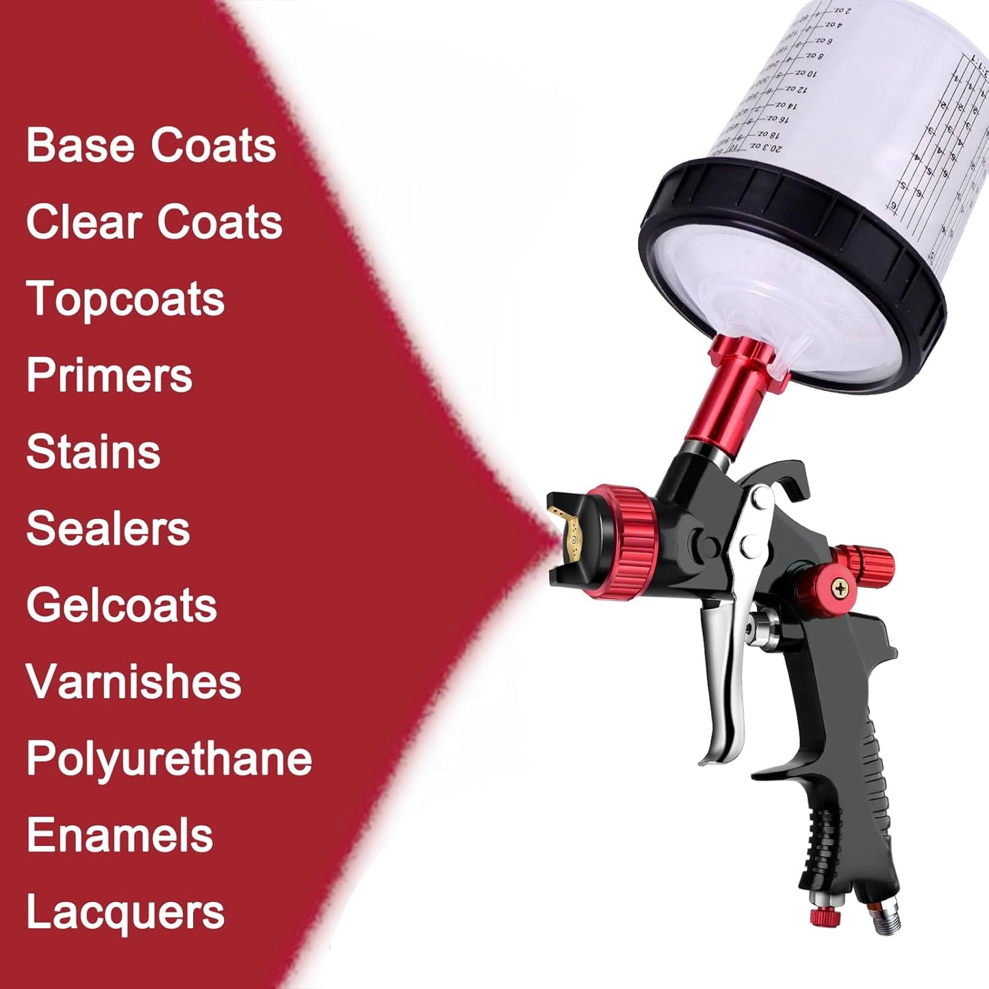 Disposable Paint Mixing Cup Kit,HVLP Paint Sprayer Gun Mixing Cups 20 Ounce (600ml) Kit with 10 Cups and Lids System, 2 Plugs and 1 Hard Cup with Retainer Ring, 1 Cup Adapter,Paint Stirrer (10)