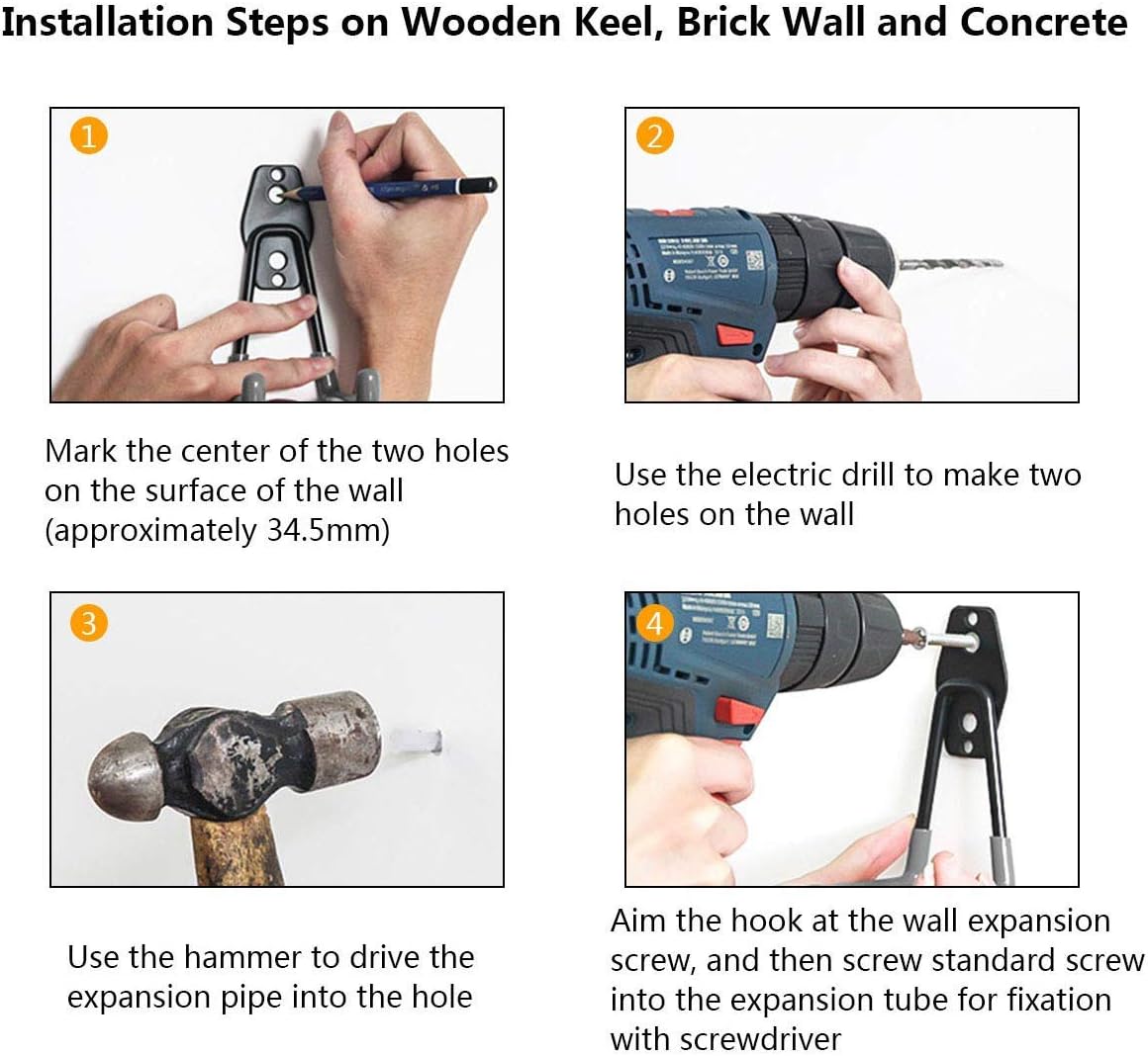 Garage Storage Utility Hooks,Garage Garden Tool Organizer,Steel Wall Mount Hooks, Garden Small U Hooks (6 Pack-Black)