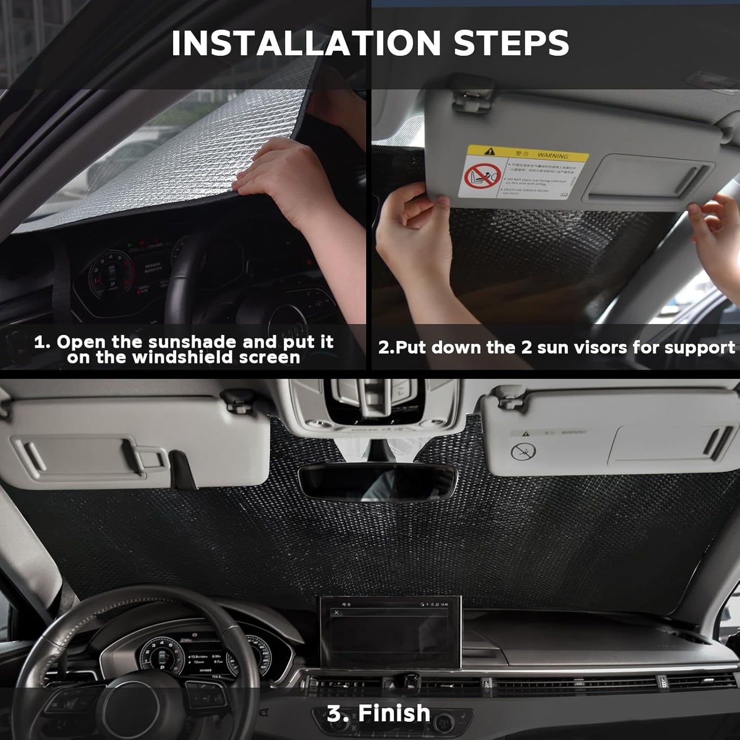 Windshield Sun Shade for Volkswagen VW Jetta 2011-2018 - 5-Layer Bubble Foldable Front Window Shade Sun Visor Accessories - Blocks Heat & UV Rays