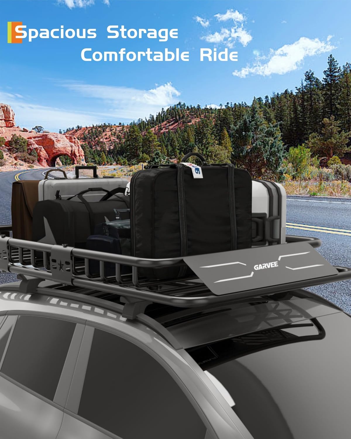 64" x 39" Universal Roof Rack Carrier Basket, 200 Lbs Capacity Car Cargo Rack with Extension Luggage Holder Basket Heavy Duty for SUVs, Trucks, Vehicles