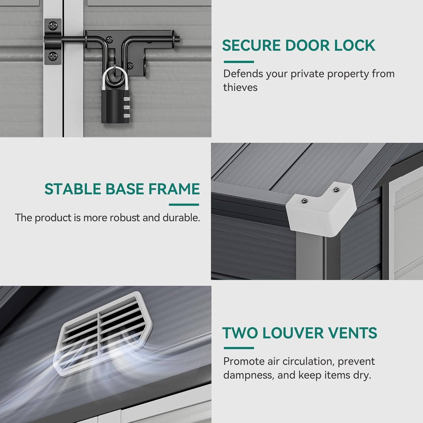 YITAHOME 6x6FT Outdoor Storage Shed w/o Floor, All-Weather Plastic Shed with Lockable Doors, Window & Vents, Plastic Tool Shed for Backyard, Patio, Poolside, Lawn, Gray