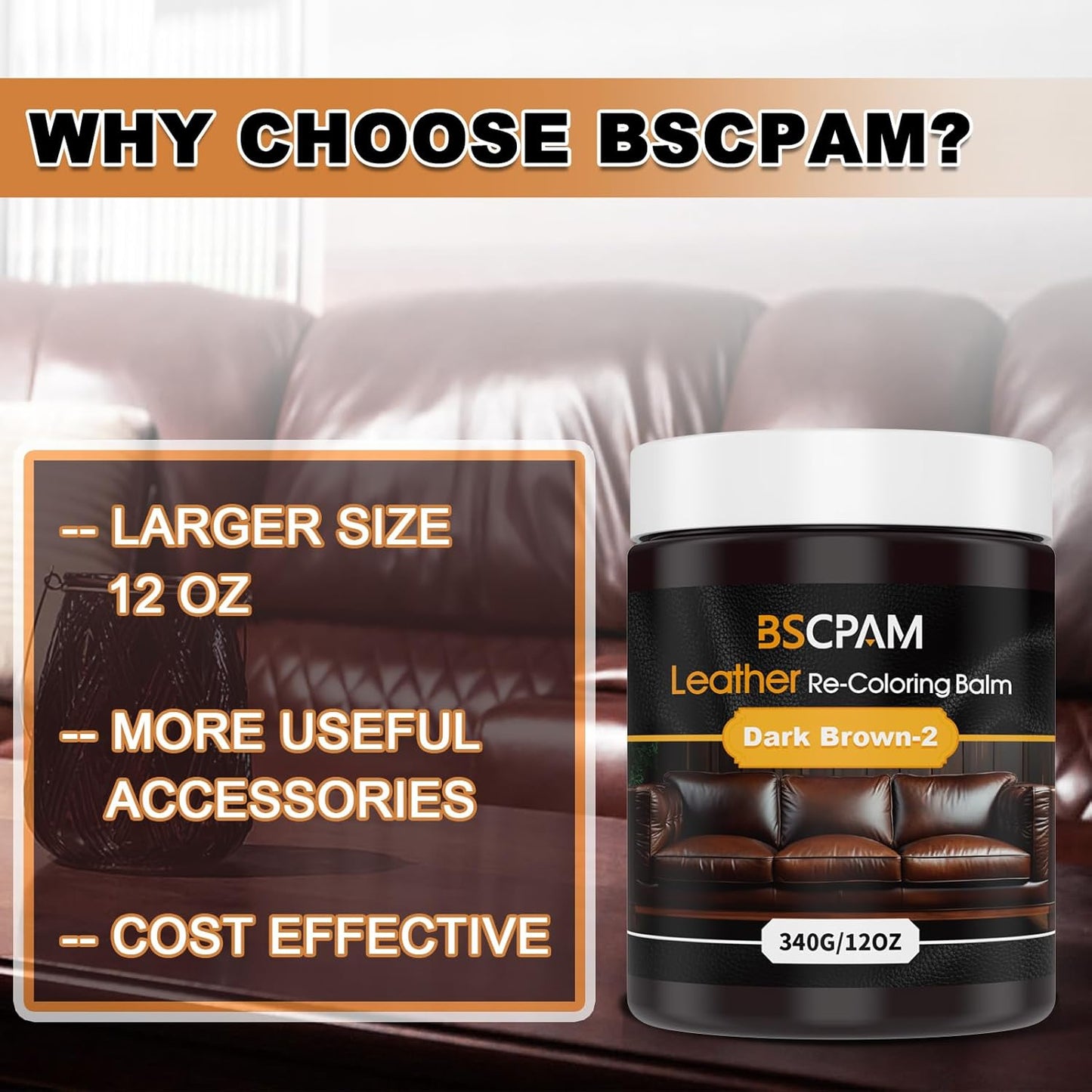 12oz Leather Recoloring Balm & 3.4oz Mink Oil Leather Conditioner kit,Dark Brown Leather Color Repair Kits for Couches, Leather Couch Paint Scratch Repair for Furniture Car Sofa Shoes Leather Dye