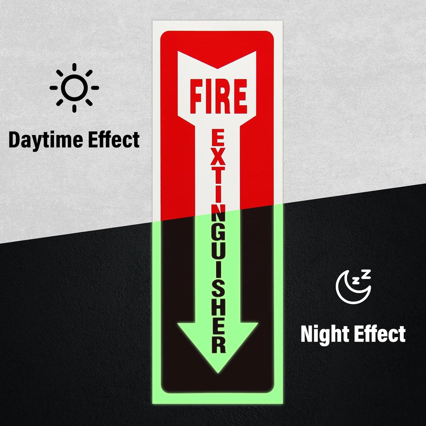 Madrigal Fire Extinguisher Glow in the Dark Sticker Sign,fire extinguisher sign,2Pack-4x12"Premium Self-Adhesive Vinyl for UV, Weather, Scratch, Water and Fade Resistance, Indoor and Outdoor