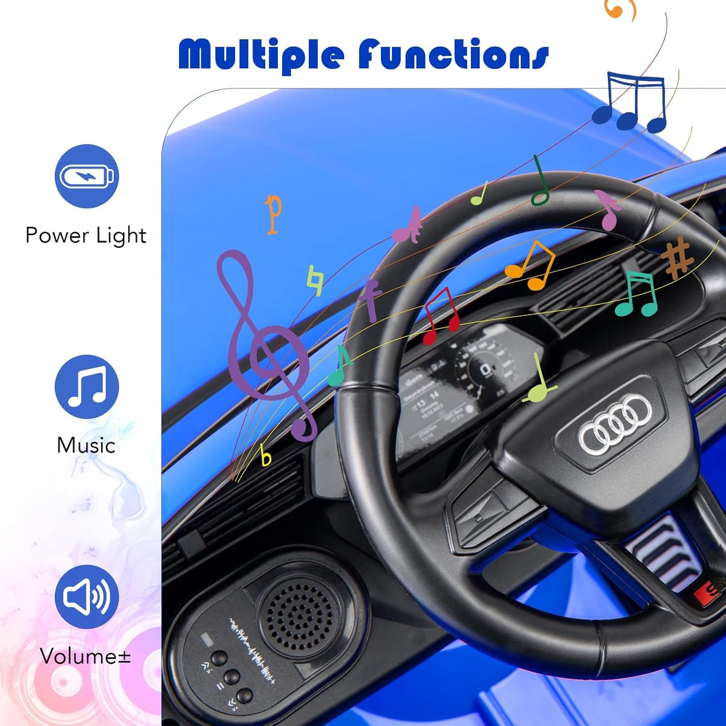 Licensed Audi SQ8 Ride on Car by OLAKIDS, 12V Kids Electric Vehicle with Remote Control, Toddlers Battery Powered Toy with 3 Speeds, Wheels Suspension, Music (Blue)