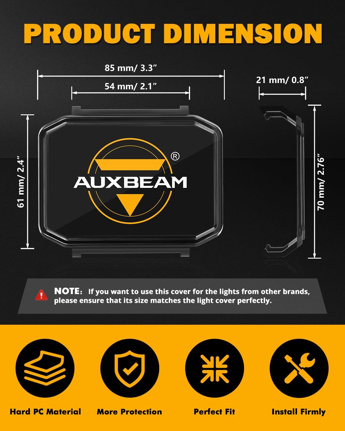 Auxbeam 4 Inch LED Pod Covers, Square Off Road Light Protective Covers, Black Cube Mask Offroad Plastic Light Lens Cover for Trucks Jeep (ZD000822)