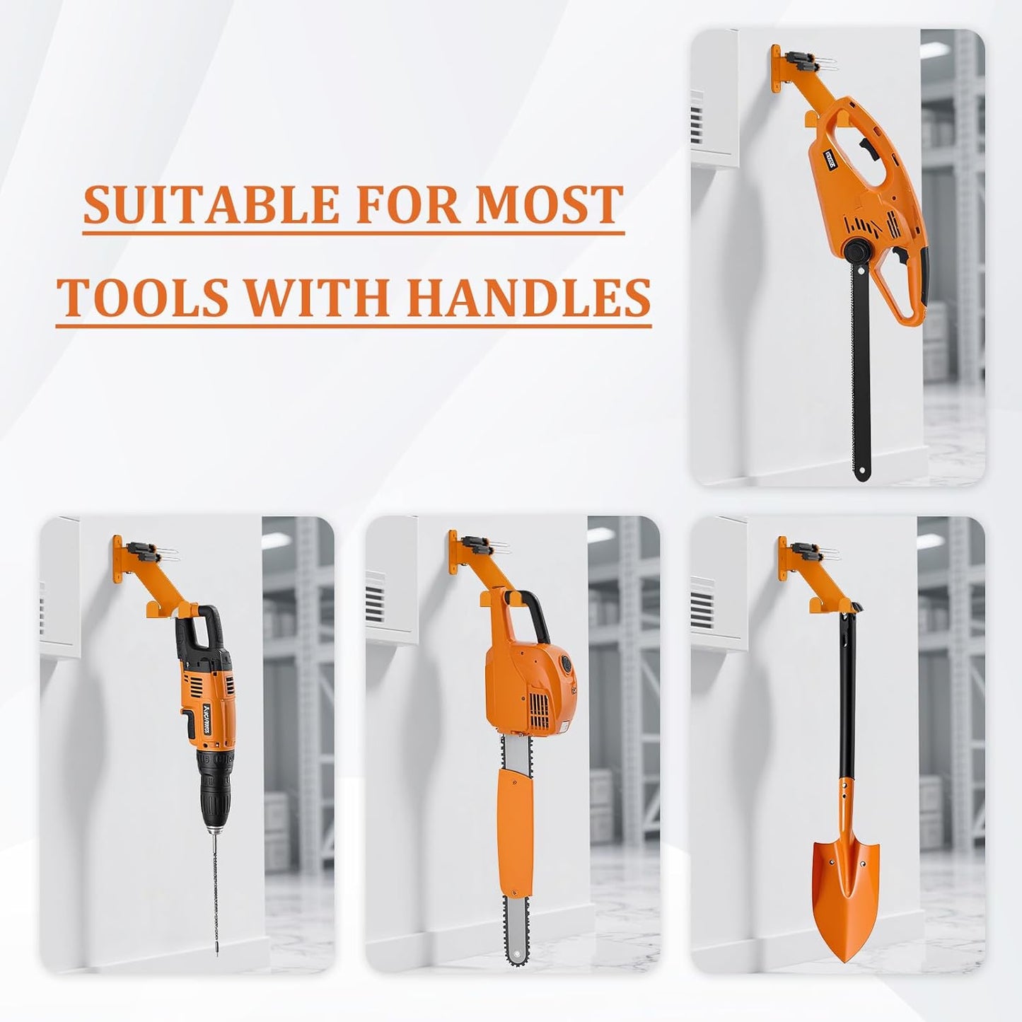 Chainsaw Hanger, 3-in-1 Chainsaw Wall Mount Adjustable Screws for Variety Wall Corner, Garage Organization Garage Storage Shed Organizer Mounted Universal Fit for stihl, Husqvarna, Echo Saws, 2 Pack