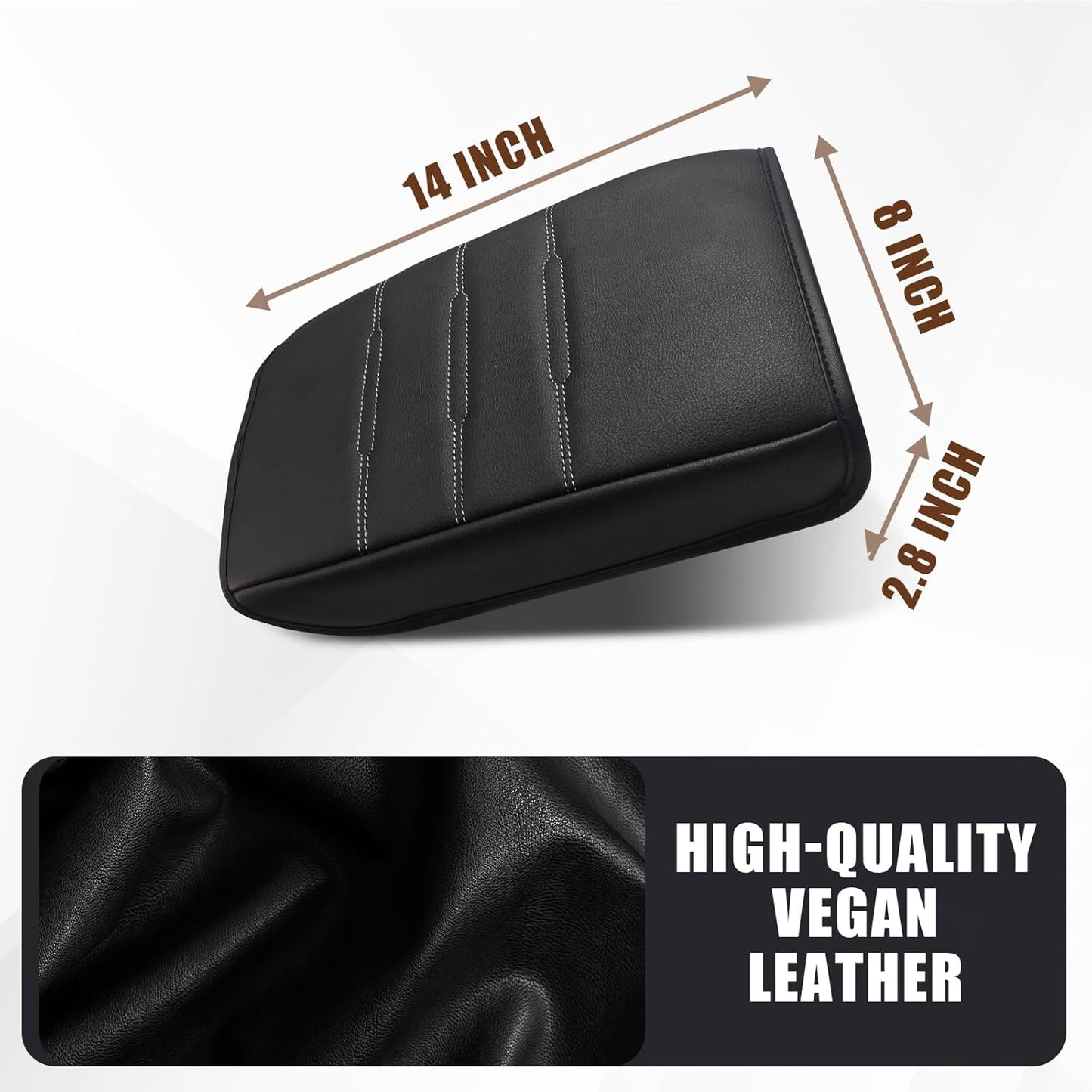 Muslogy Center Console Cover Compatible with 23 24 2025 2026 Honda CR-V Accessories CRV Hybrid LX EX EX-L Sport Touring Armrest Cover Lid Cushion Protector Vegan Leather Extra Soft(Black/White Trim)