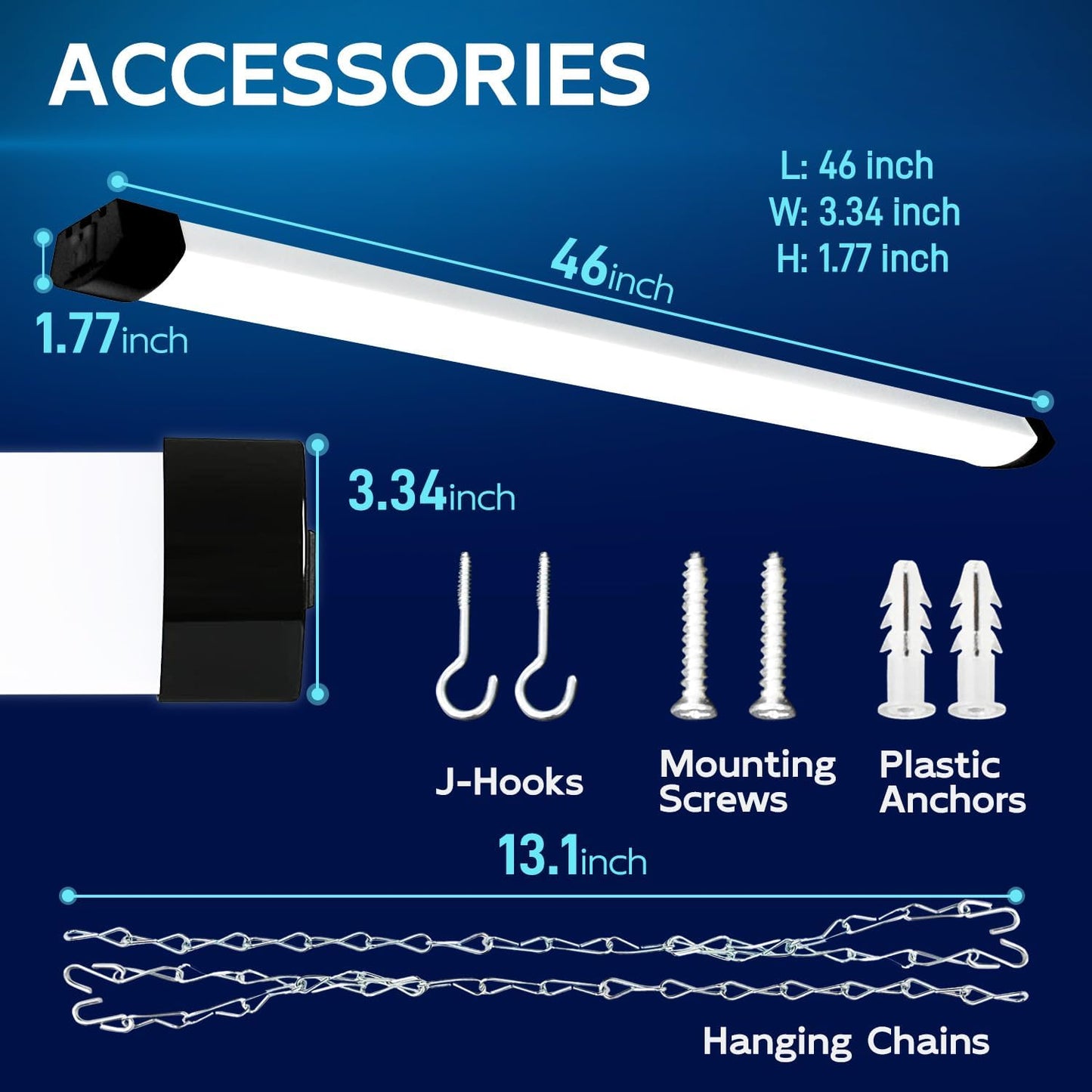 hykolity 4FT 70W LED Shop Light Linkable, 8000lm(300w Equivalent), 5000K Utility Shop Lights for Garages, Workshops, Basements, Hanging or FlushMount, with Power Cord and Pull Chain, ETL, 4 Pack