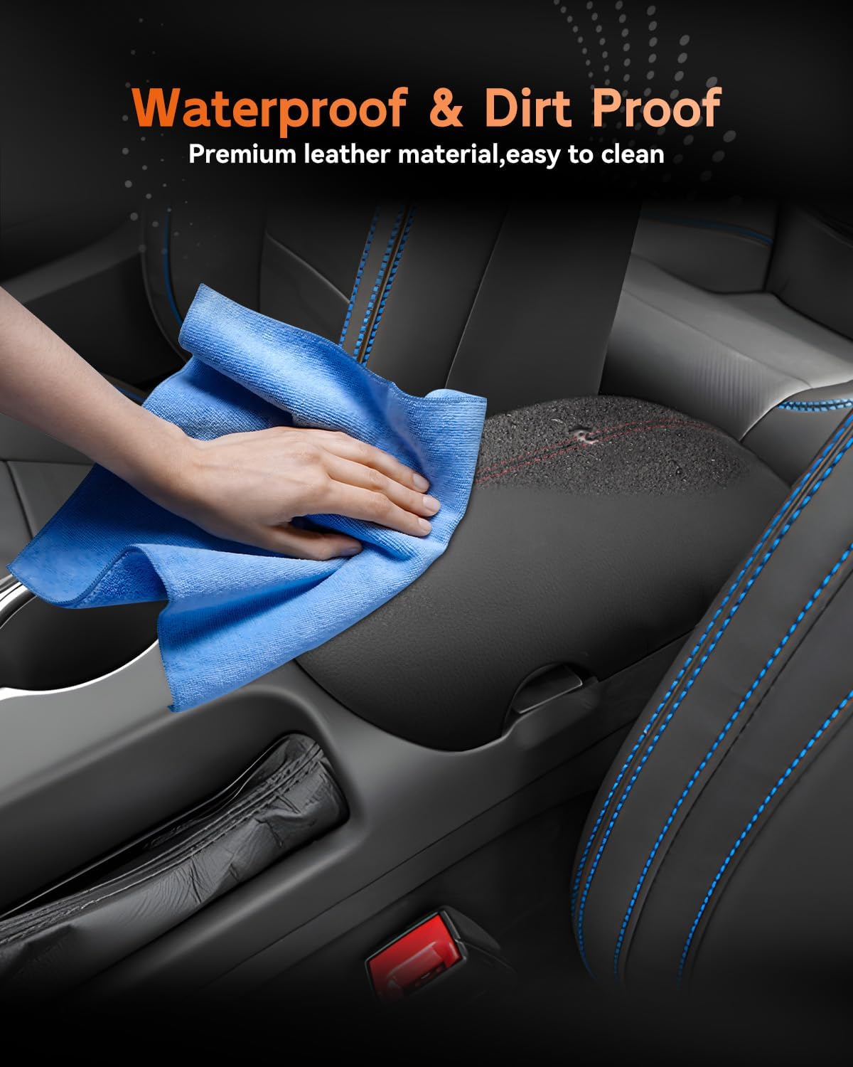 CDEFG for Ford Mustang 2024-2025 Center Console Cover Armrest Box Cover for Mustang 2024 2025 Accessories Console Arm Rest Protector Red Line