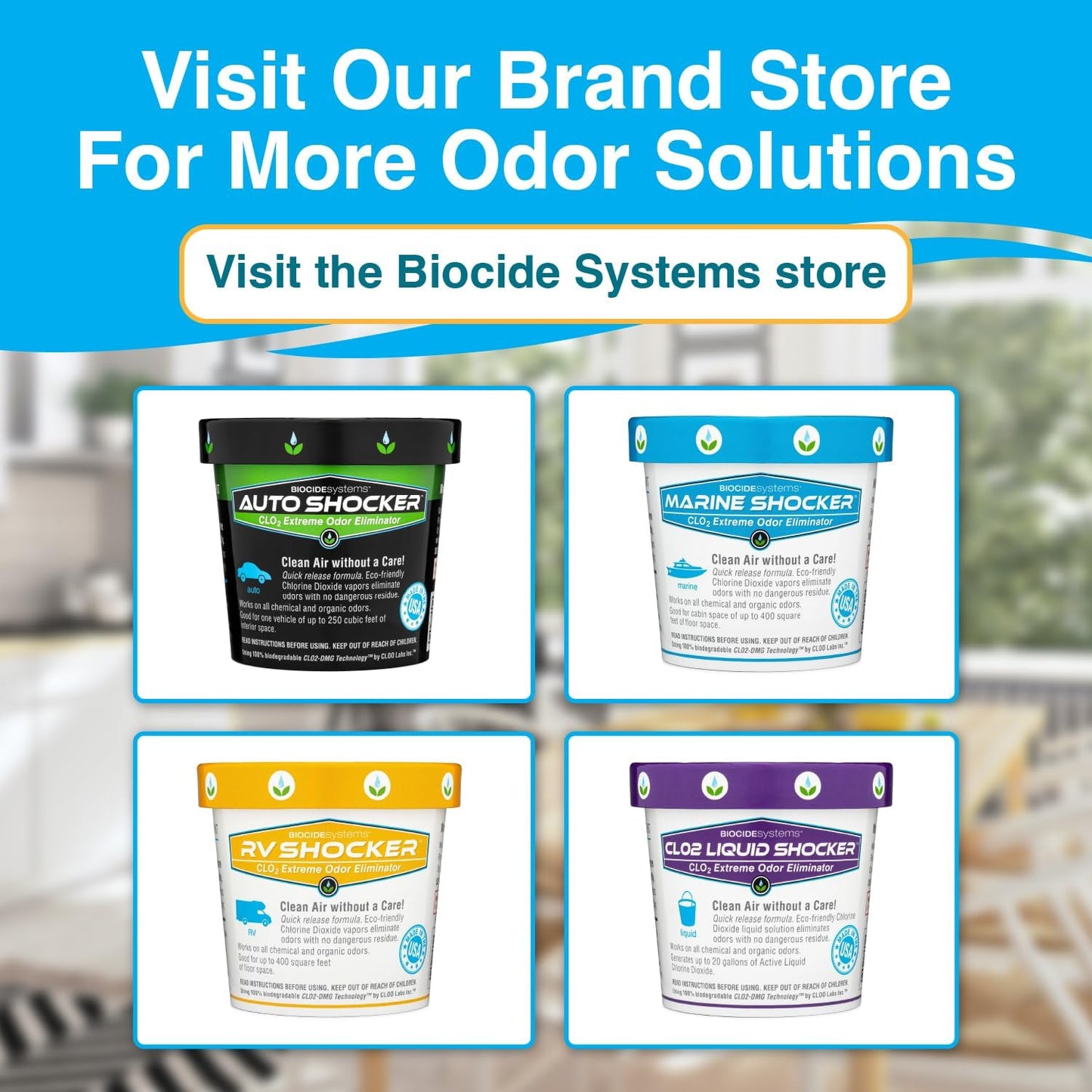 Auto Shocker Strong Quick Release Car Odor Eliminator, Eco-Friendly Smell Remover for Tough Odors in Vehicle Interiors, Up to 250 Cubic Feet (4-Pack)