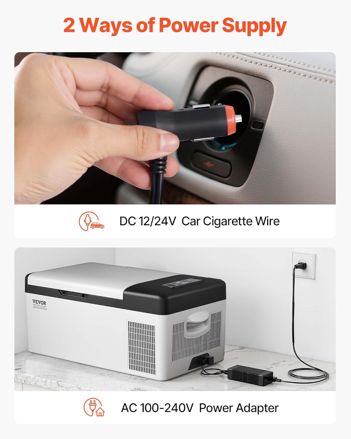 VEVOR 12 Volt Refrigerator 16 Qt, Gre,Portable Mini Car Fridge with -4℉-68℉ Cooling Range & App Control 12/24V DC & 110-240V AC Electric Compressor Cooler for Truck Vehicle RV Boat Outdoor & Home Use