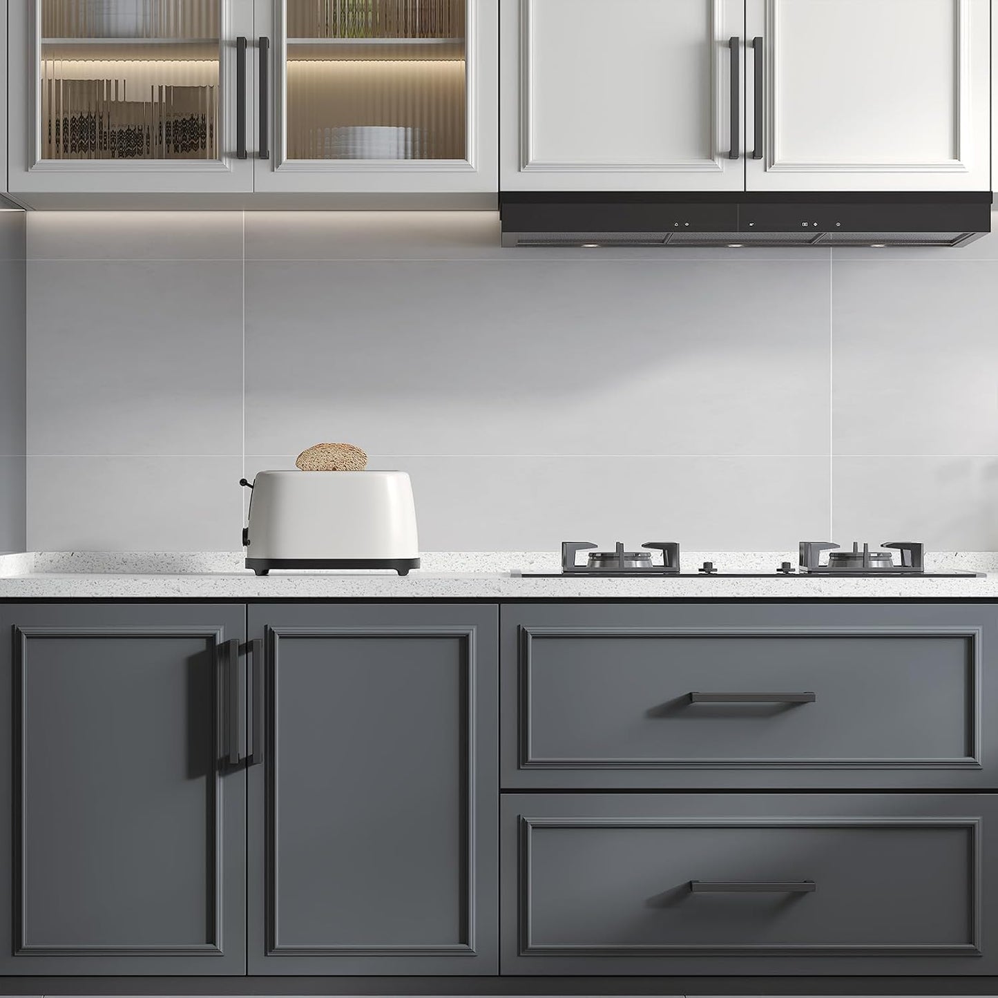 goldenwarm 22 Pack 5 Inch Black Cabinet Handles - Matte Black Drawer Pulls Stainless Steel - 128mm Cabinet Hardware Square Bar Modern Cabinet Pulls for Kitchen Bathroom Cupboard