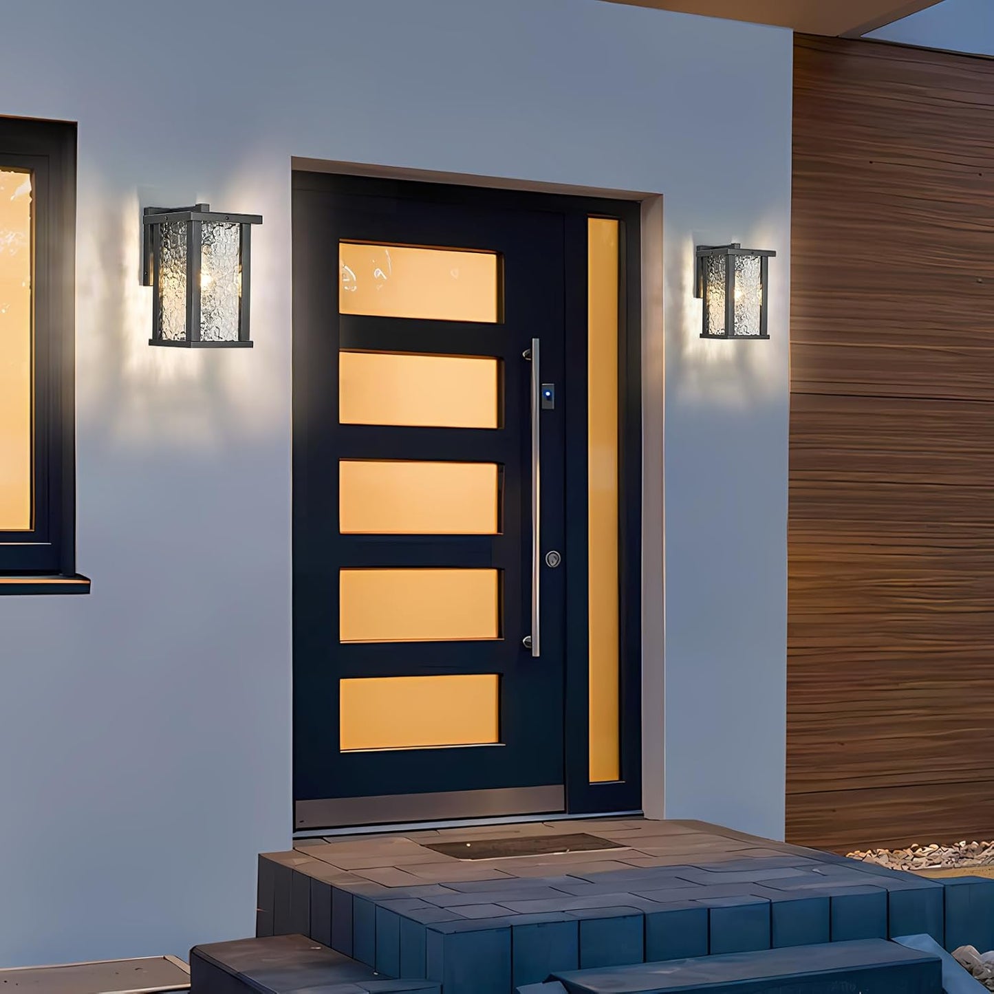 Outdoor Wall Sconce E26 Base Metal Frame - Black Exterior Light Fixture with Clear Glass, Waterproof Porch Wall Mount Lighting for Garage, Patio(Bulb not Included)