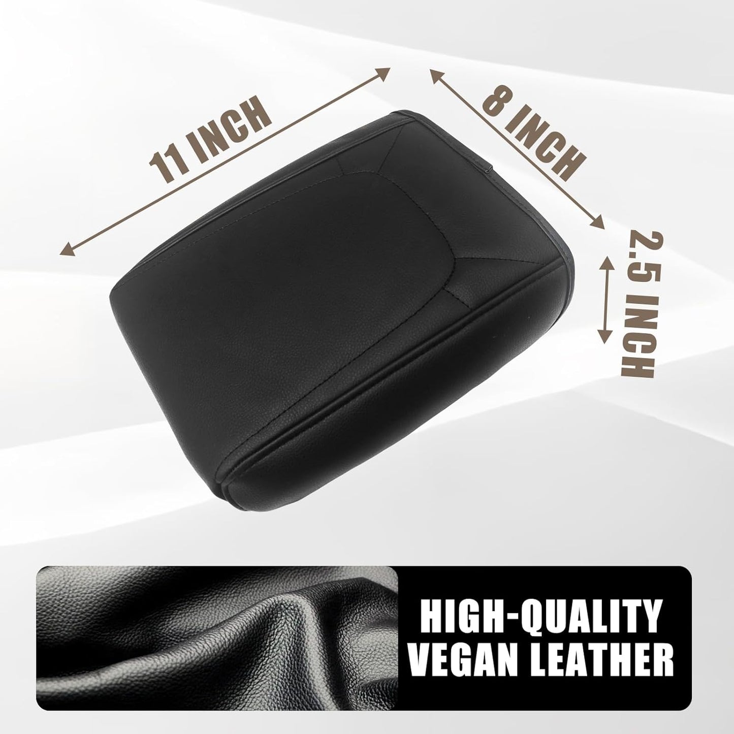 Muslogy Center Console Armrest Cover Compatible with Chevy Colorado/GMC Canyon 2023 2024 2025 ZR2 Z71 Trail Boss LT WT Elevation AT4 Denali AT4X Accessories Regular Thick(Black Stitching)